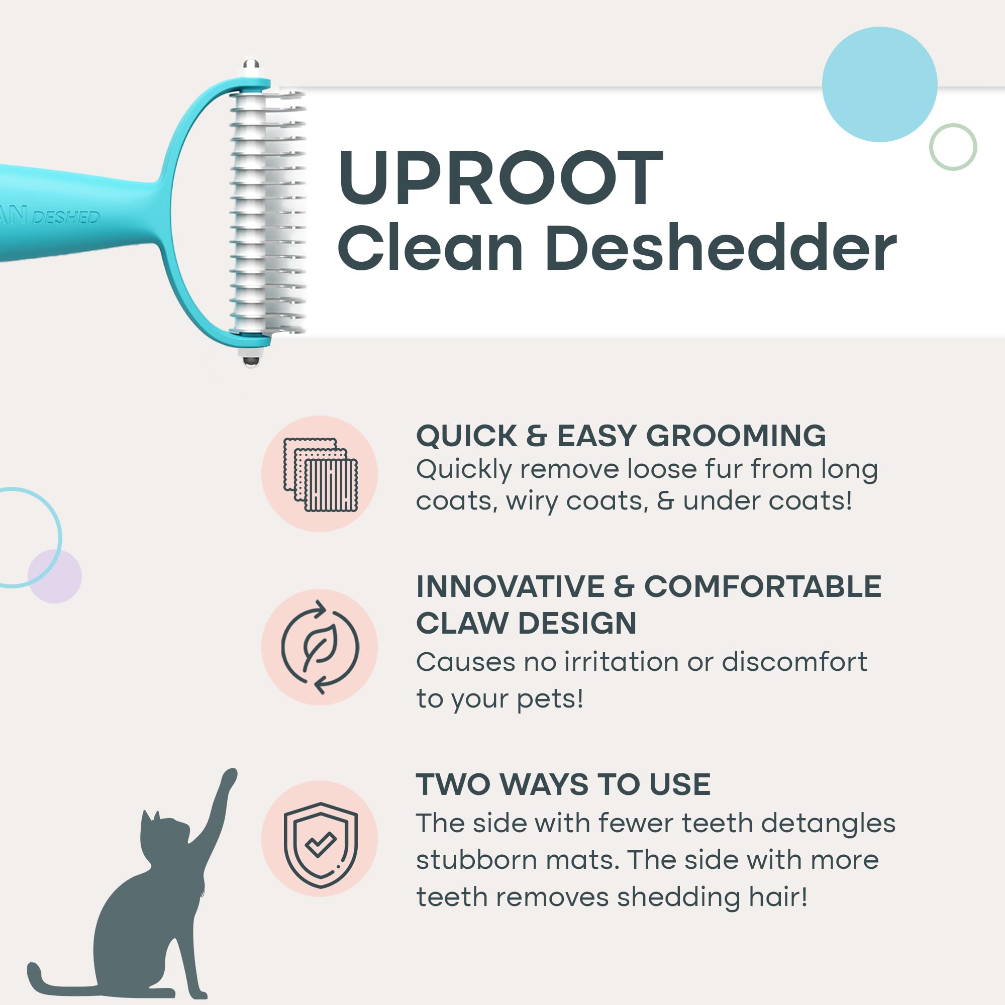 Uproot Clean undercoat rake cat-shedding: gentle grooming for cats.