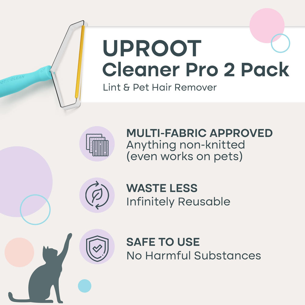 Uproot Clean Pro used on a couch to lift embedded pet hair.