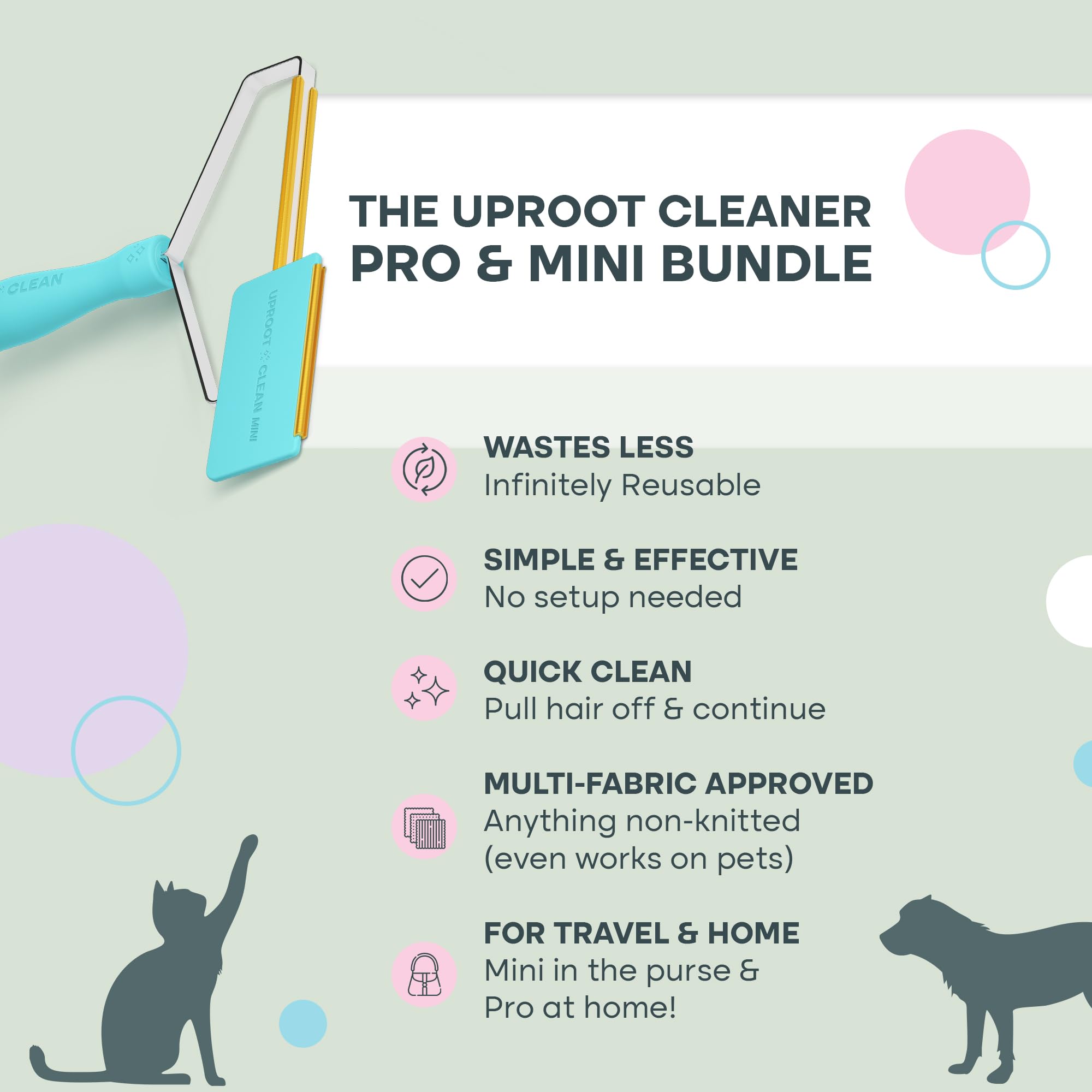 Uproot Cleaner Pro used for car detailing to lift fur from seats and dashboards