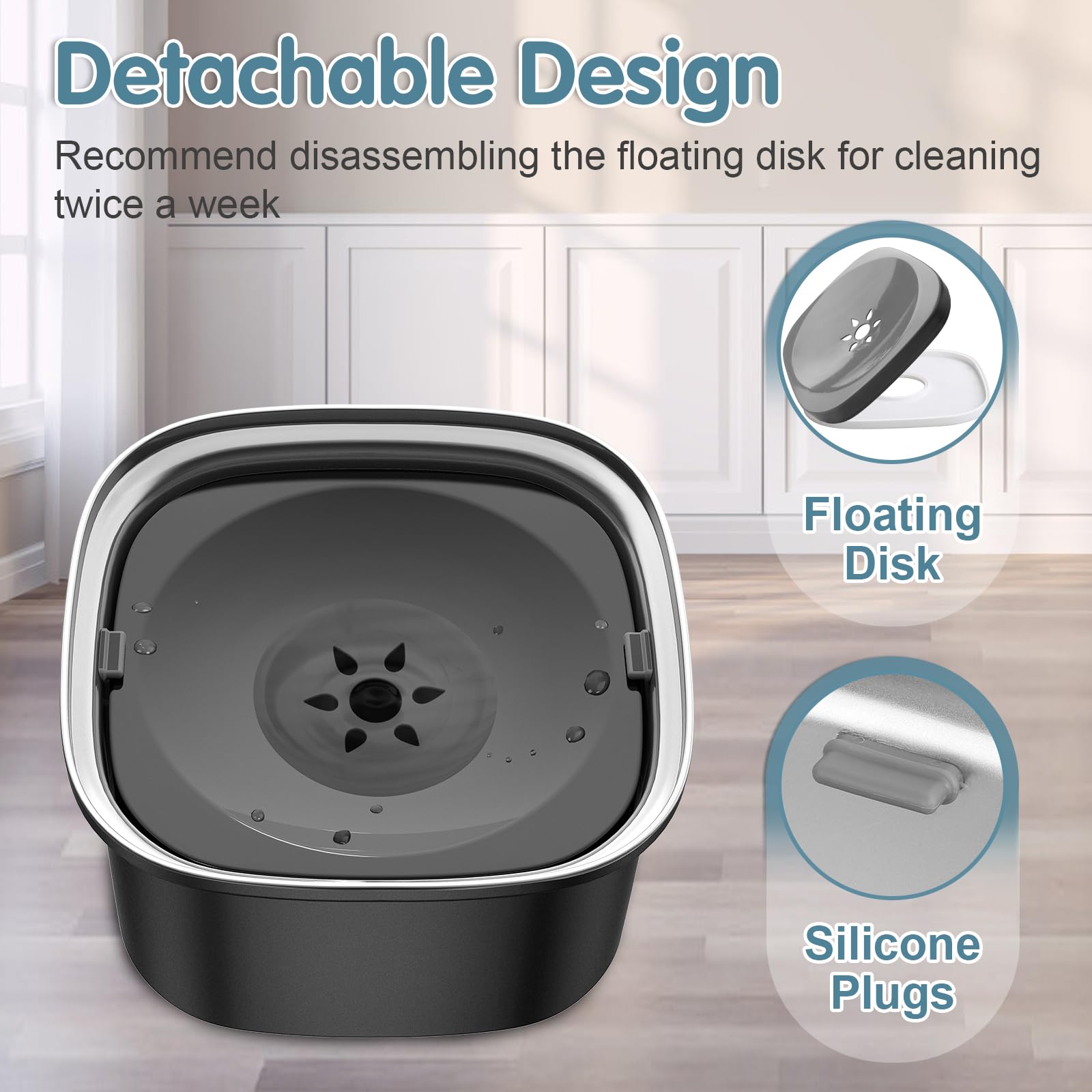 UPSKY slow water disk helps slow drinking and minimizes splashes for cleaner mornings.