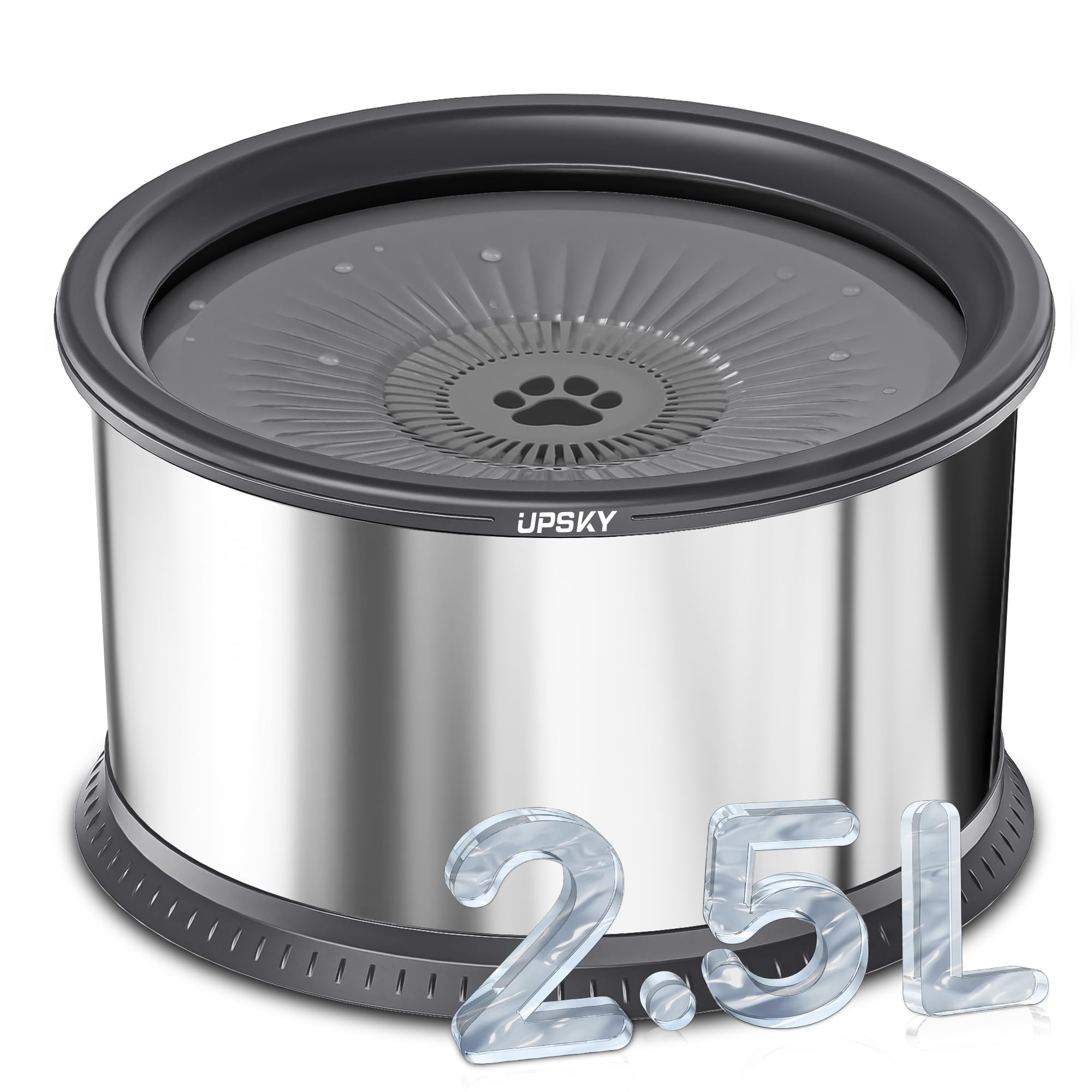 UPSKY 2.5L dog water bowl with no spill design keeps floors dry.
