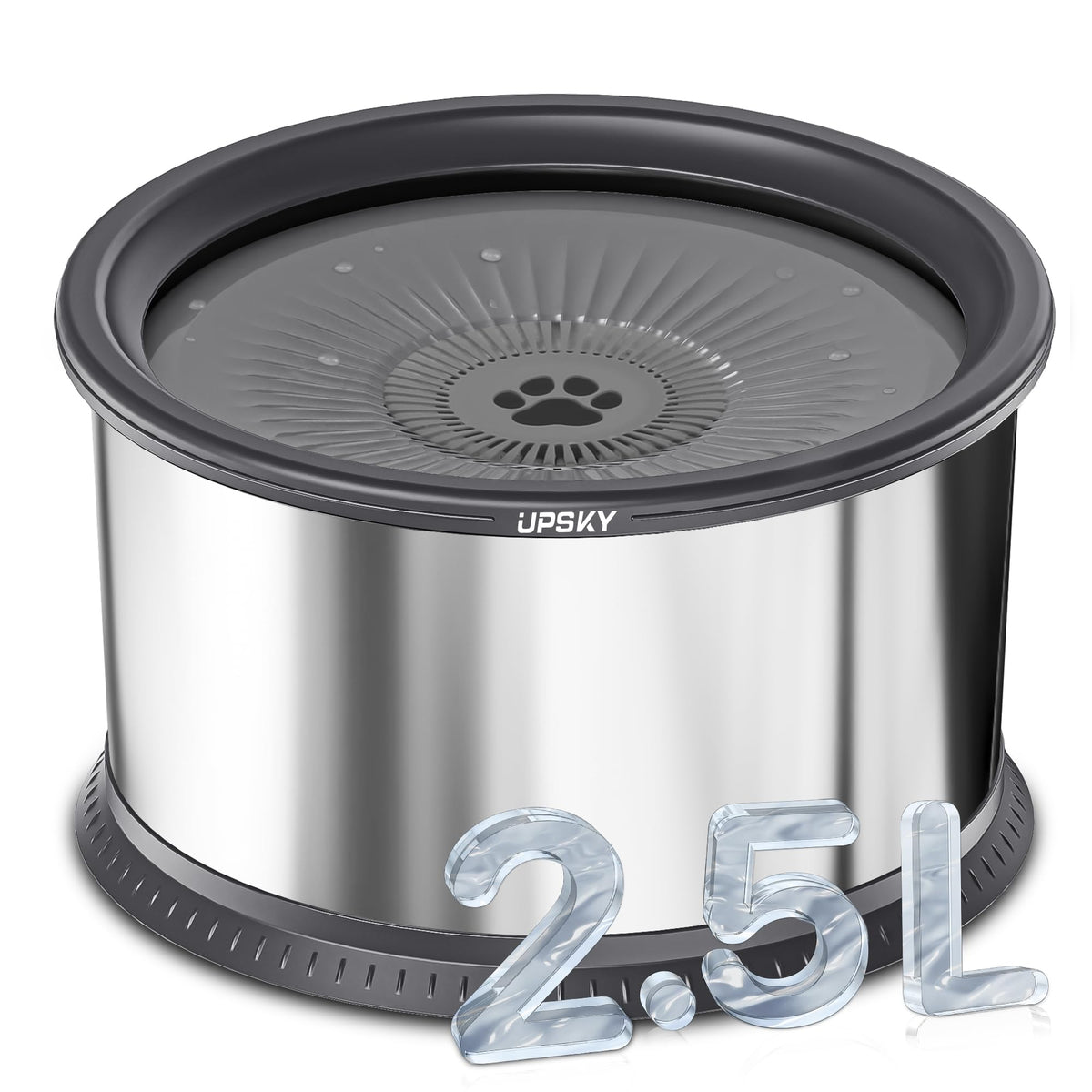 UPSKY 2.5L dog water bowl with no spill design keeps floors dry.