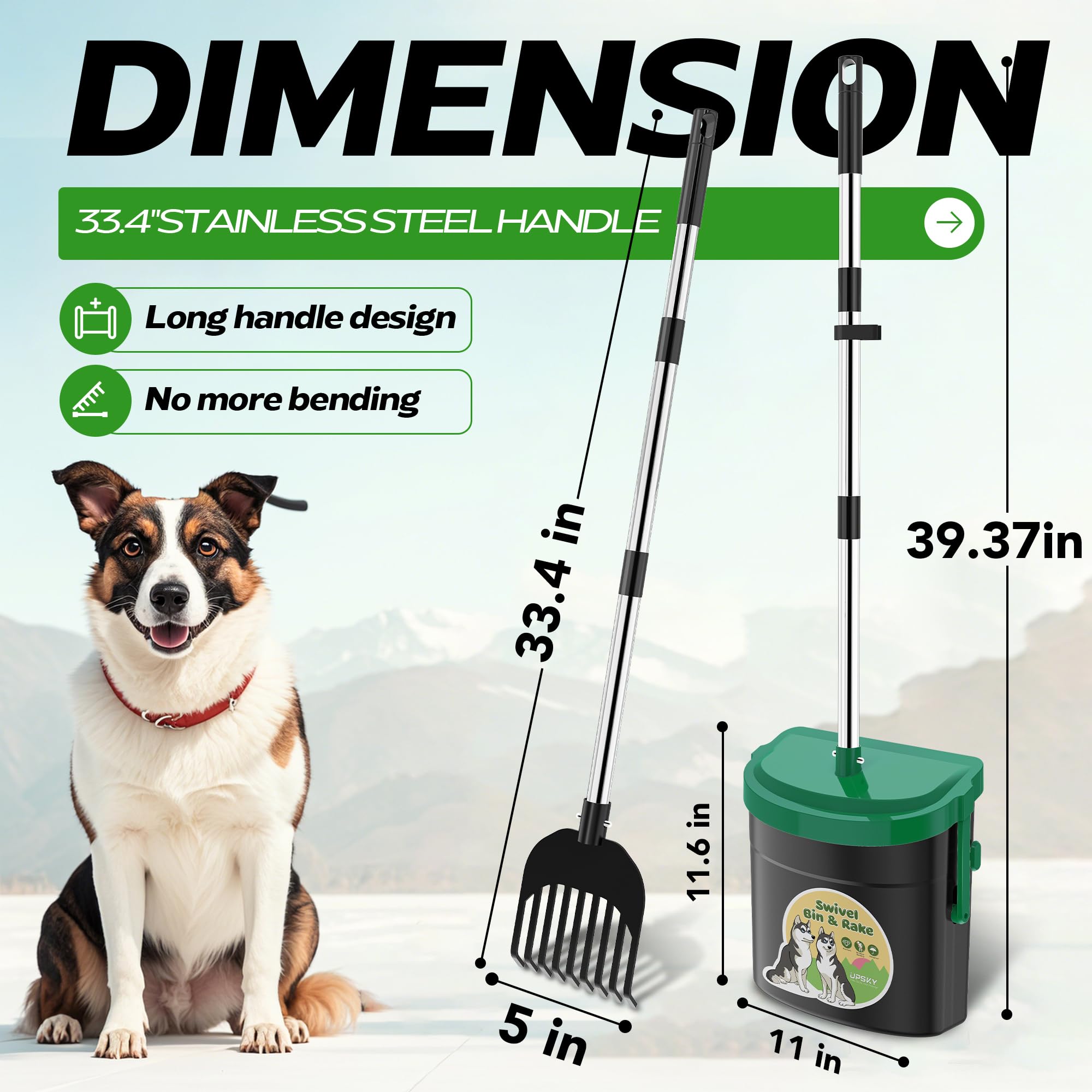 UPSKY 33-4-inch handle keeps you at a comfortable distance during cleanup