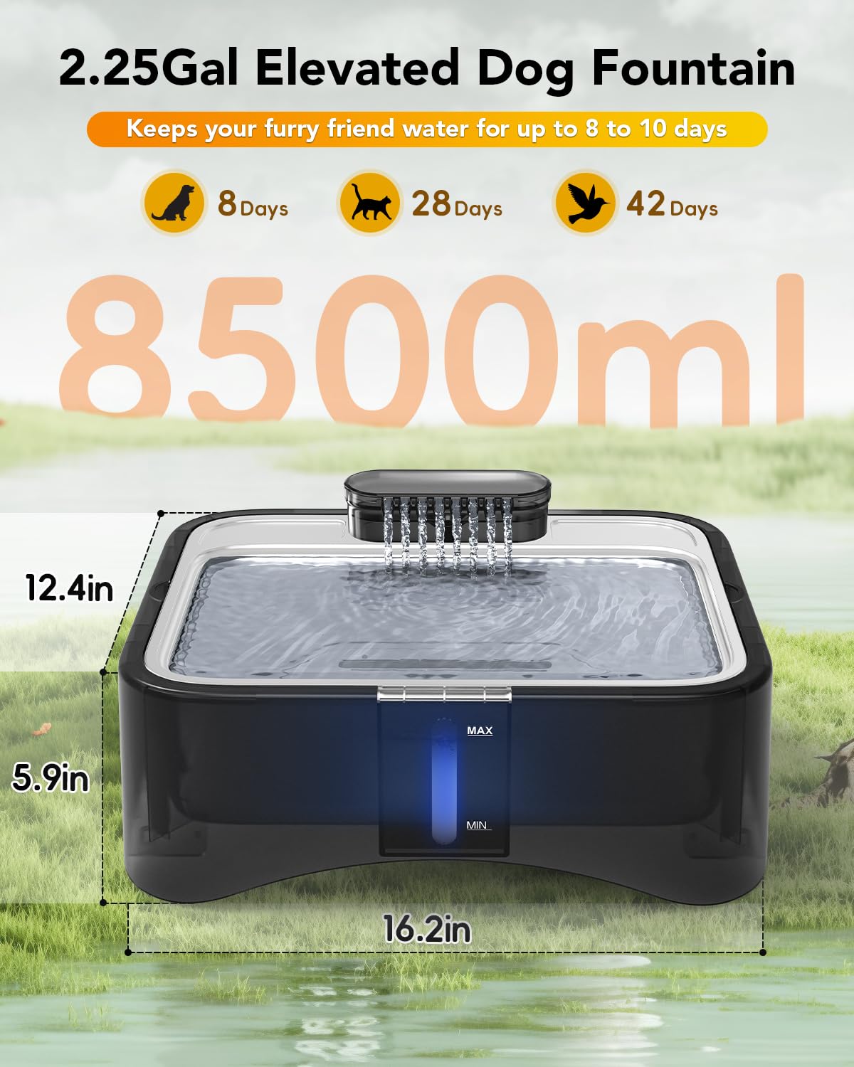UPSKY large capacity fountain reduces refills for homes with multiple pets
