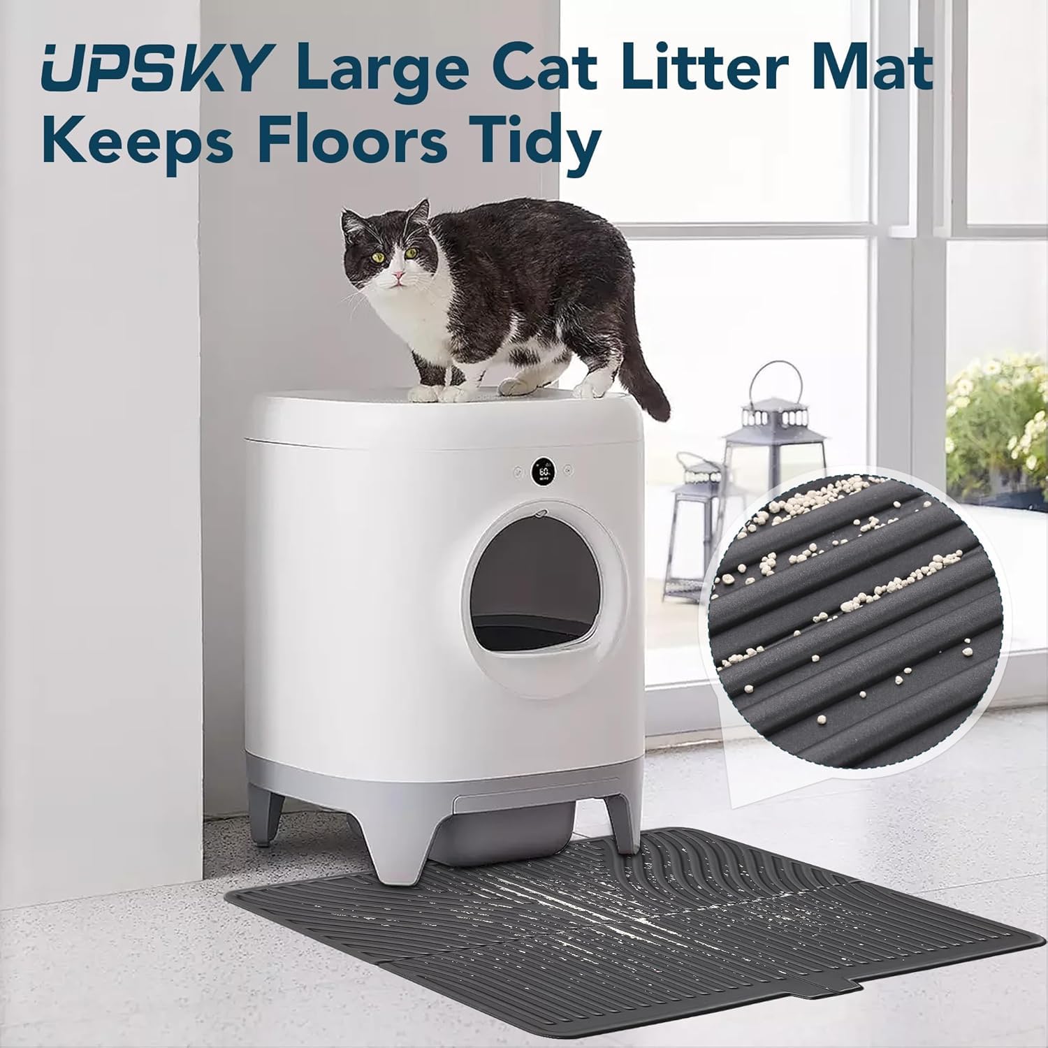UPSKY arch mat helps keep litter contained for a tidier home