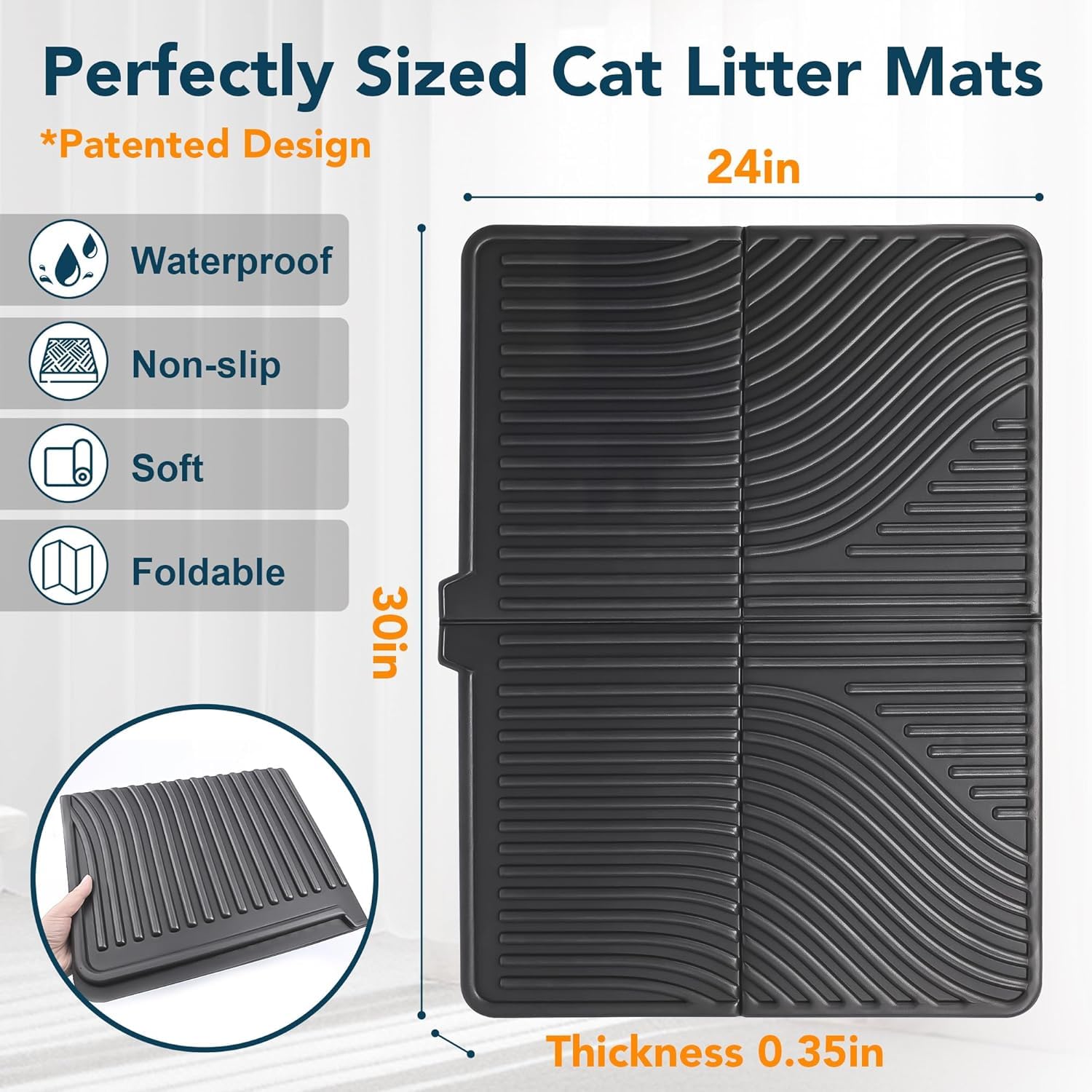 UPSKY large 31x24 mat fits most boxes, reduces mess around the litter area