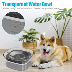 UPSKY diaphanous water bowl with transparent sides for water level checks.