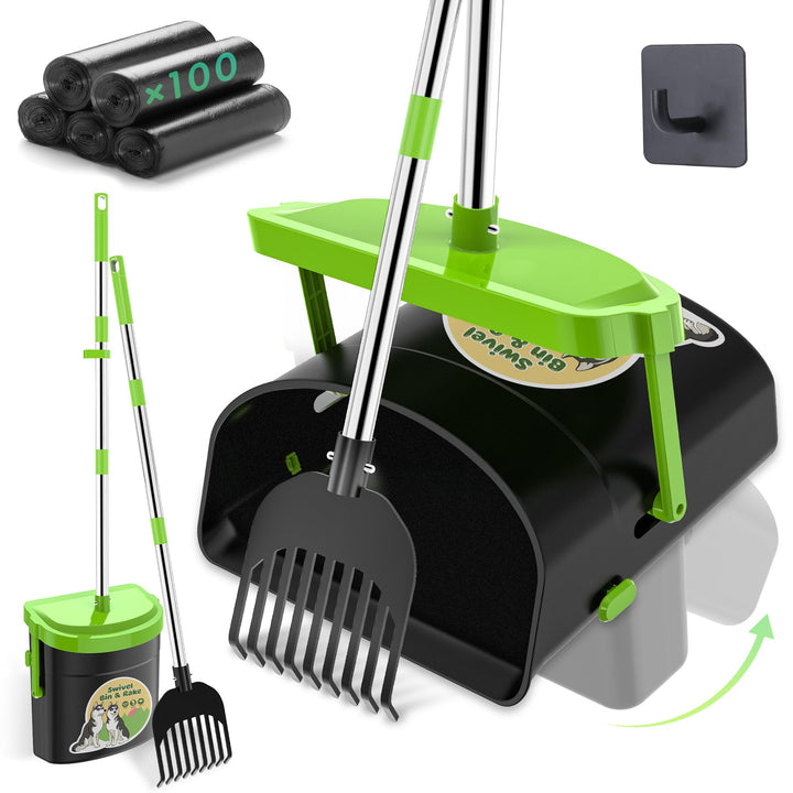 UPSKY dog pooper scooper with swivel bin for quick yard cleanup.