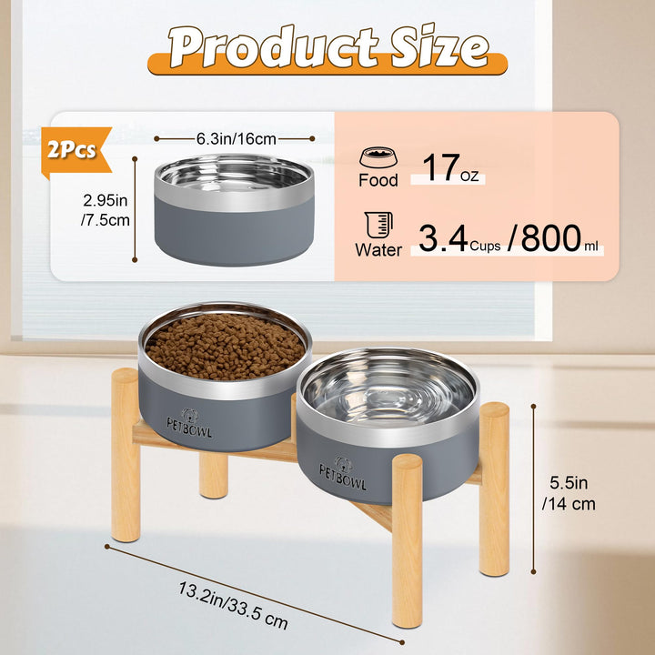 Upsky elevated dog bowls close-up with 27oz capacity for daily meals