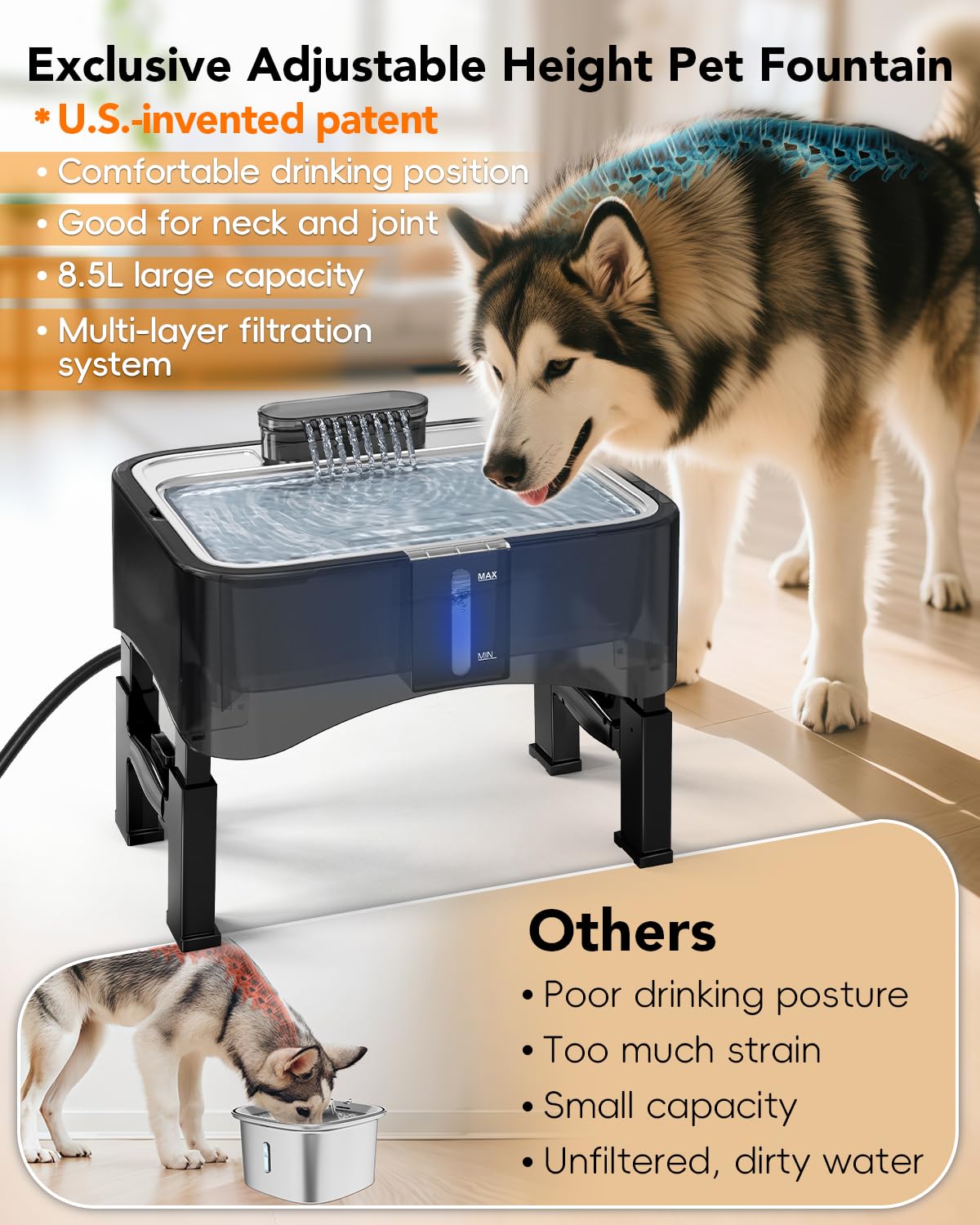 UPSKY multi layer filtration system reduces odors and impurities