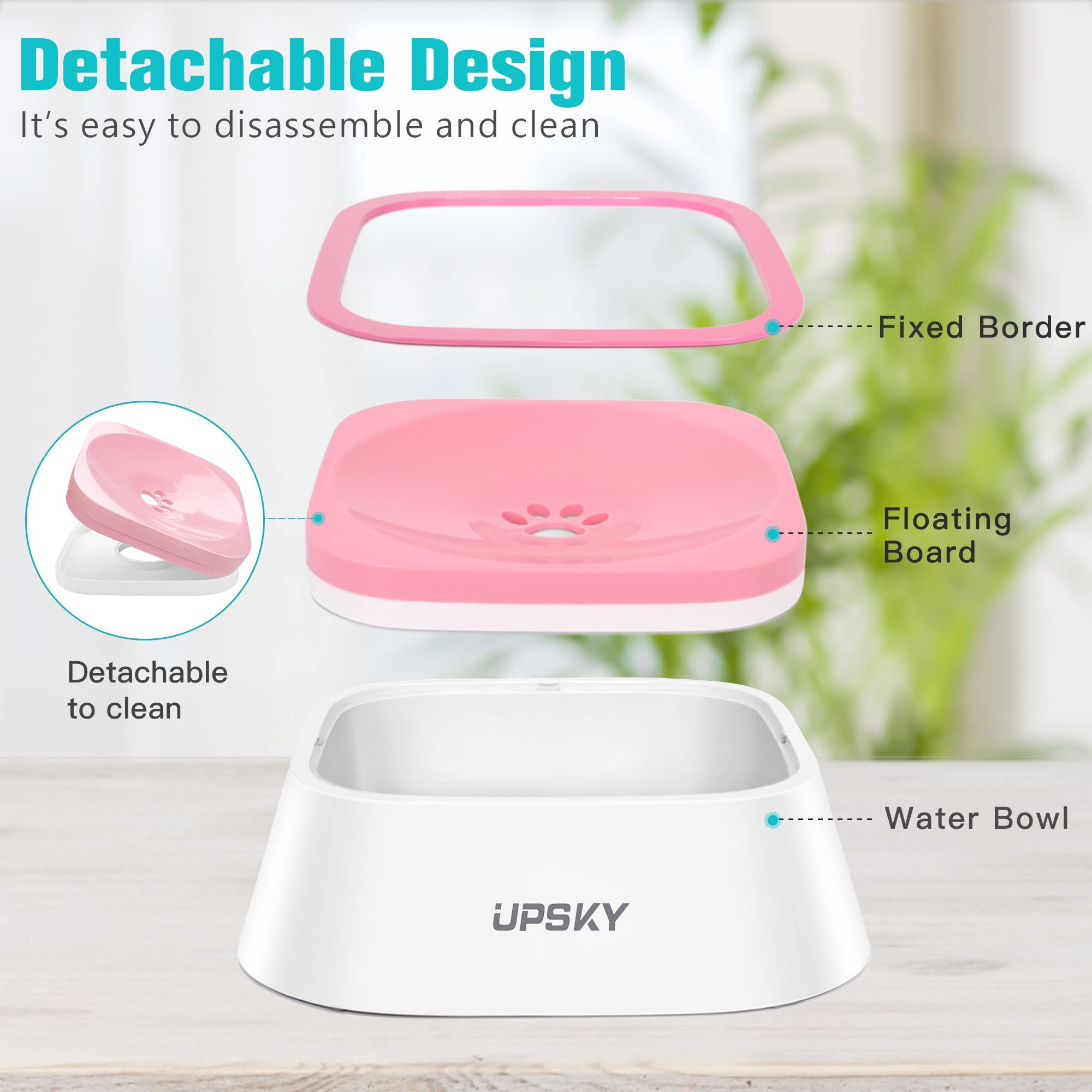 UPSKY No-Slip Bowl side view featuring floating disk that slows sipping.