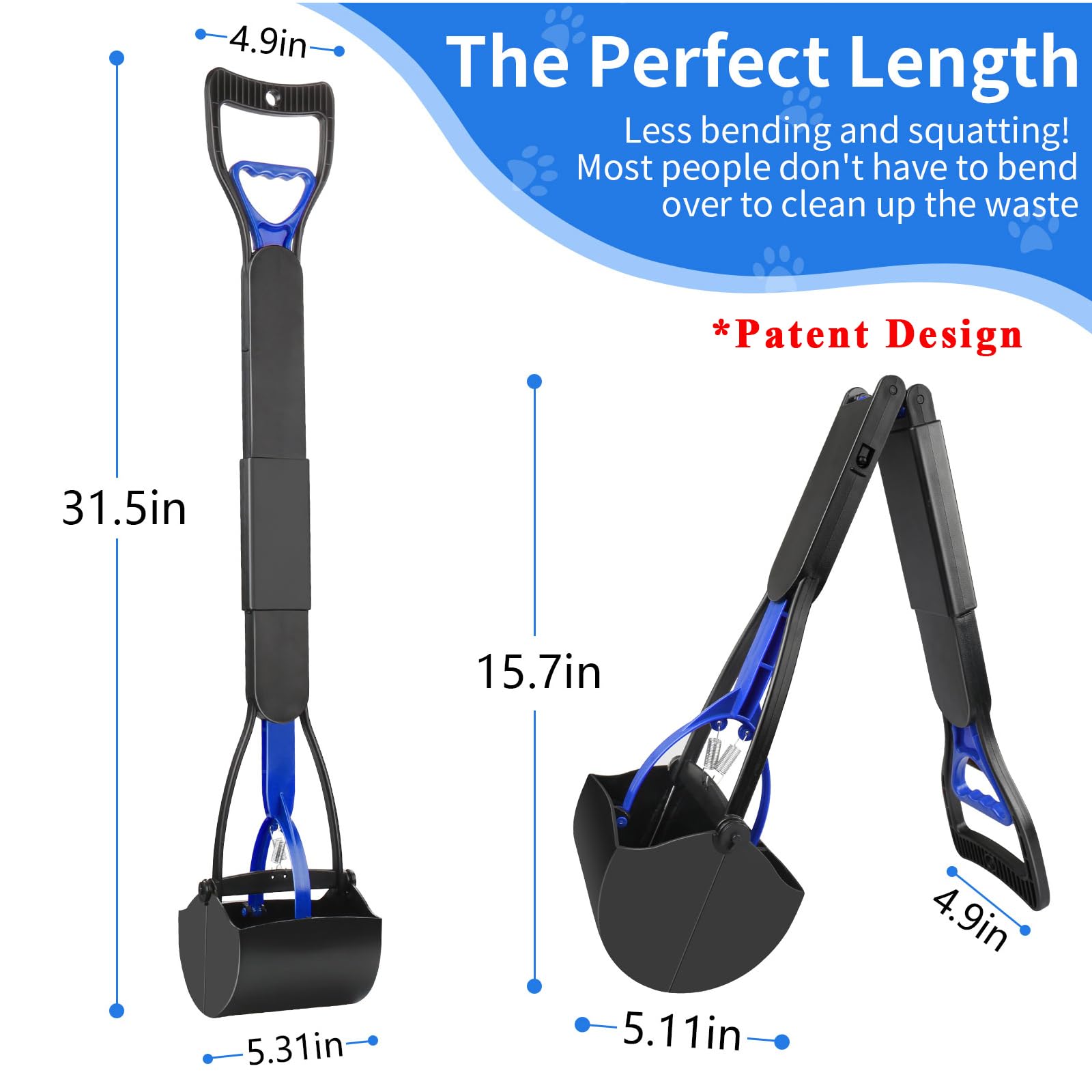 UPSKY folding blue scooper shown in compact mode for travel.