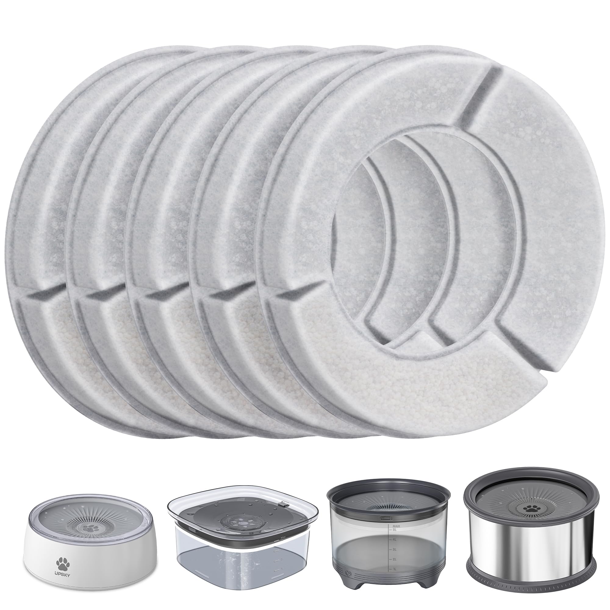 UPSKY replacement filters 5 pack for compatible bowls keep water fresh