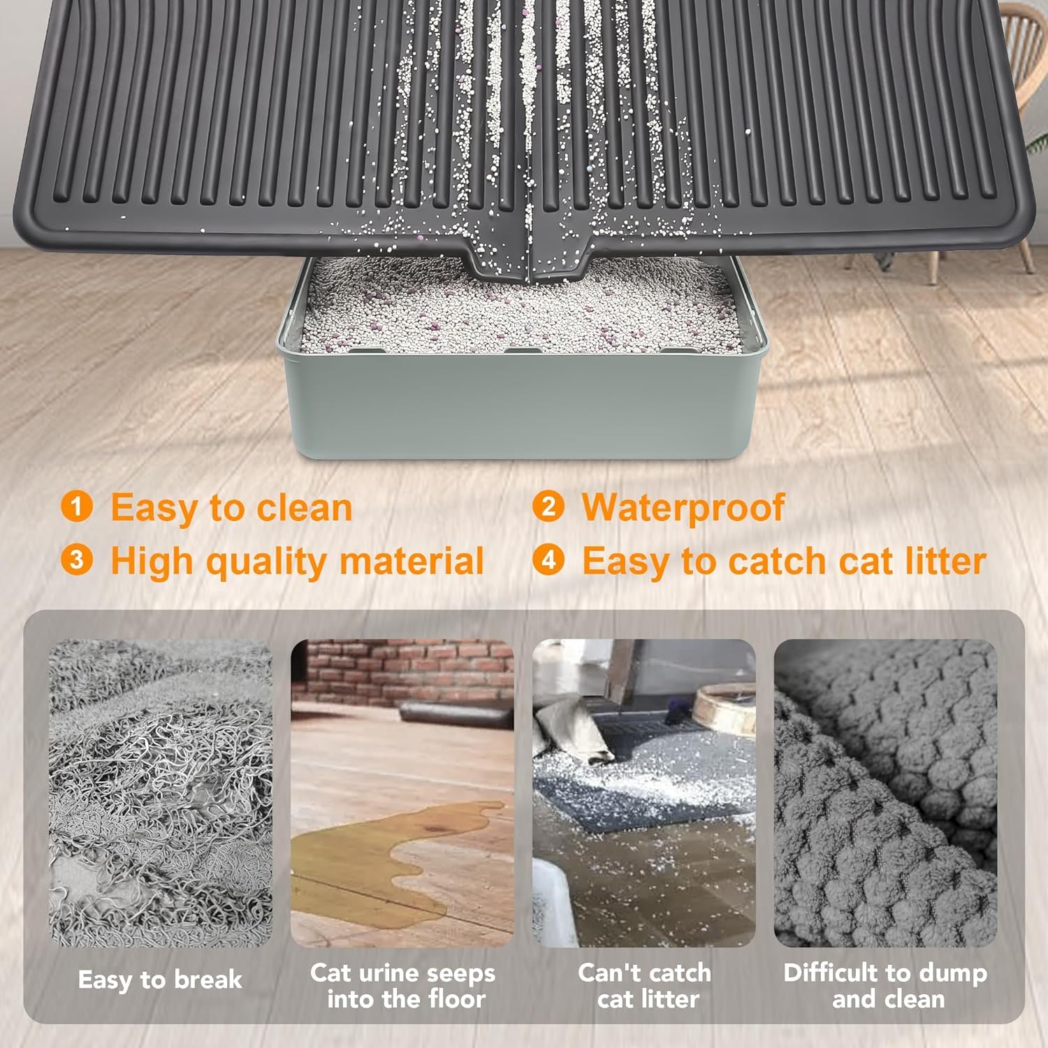 UPSKY waterproof mat with raised edges guards floors from spills