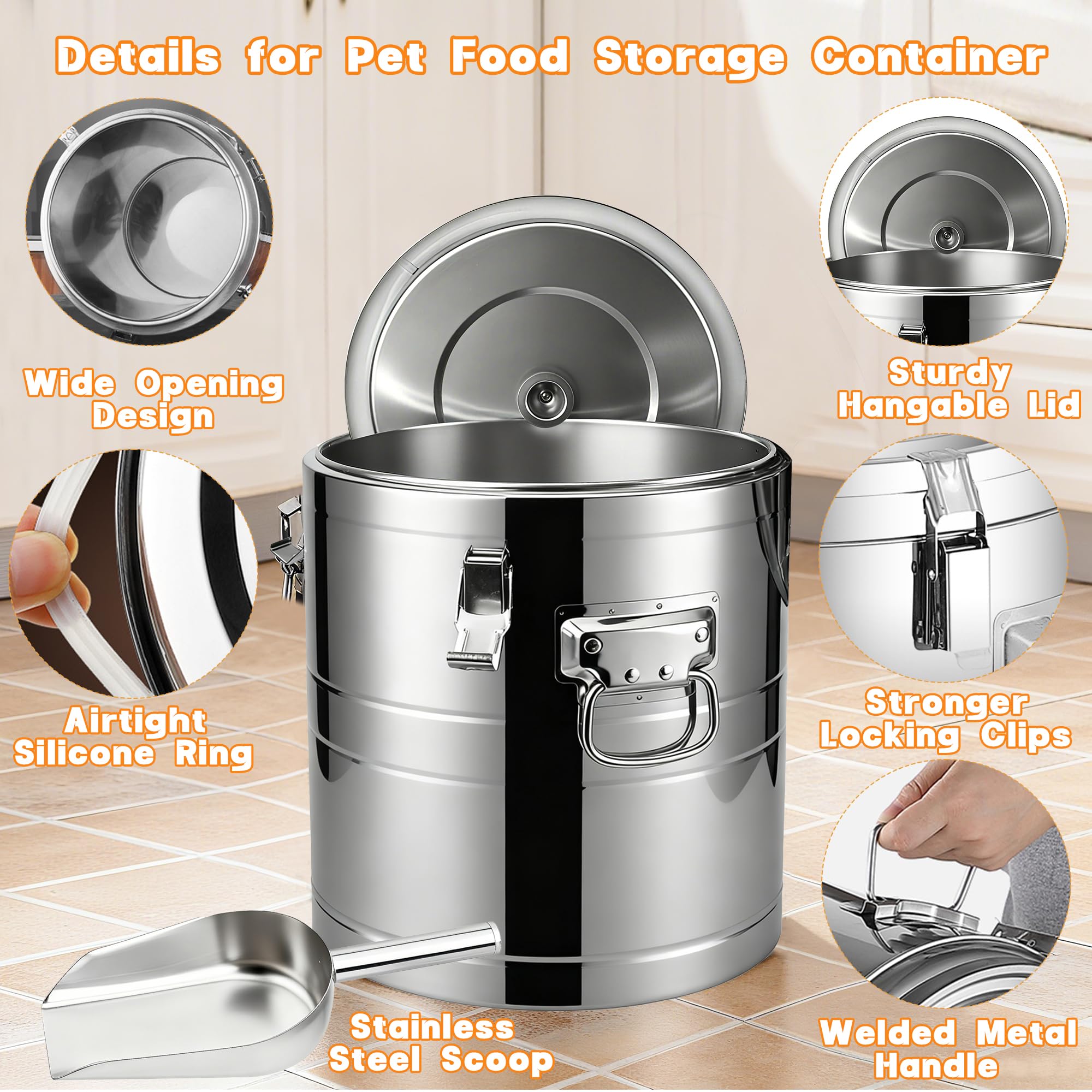 UPSKYPET airtight seal with silicone ring and clips prevents moisture