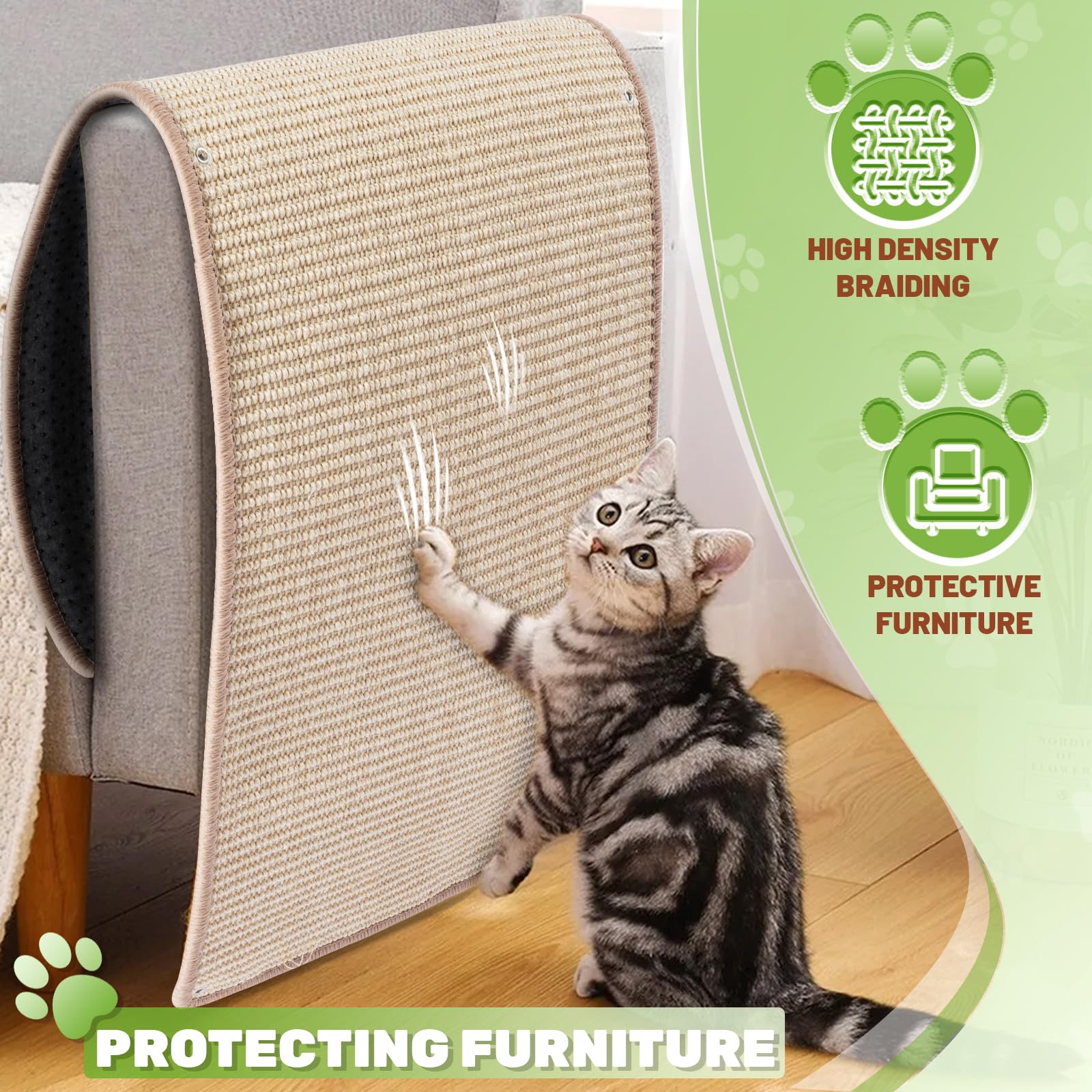 Uranshin cat scratch pad with anti-slip bottom stays in place.