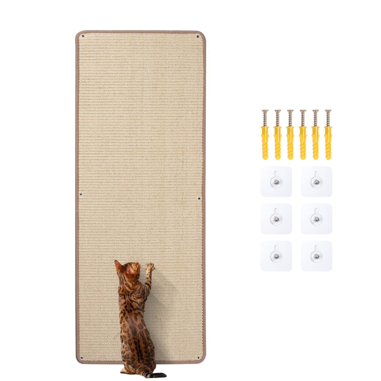 Uranshin natural sisal cat wall climbing carpet provides durable scratch surface for indoor cats.