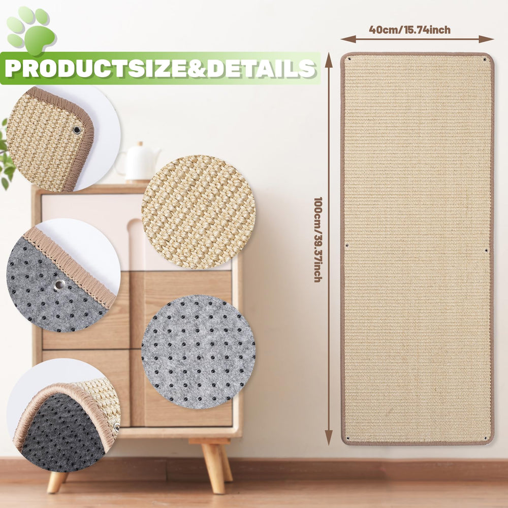 Uranshin wall-mounted sisal cat scratcher protects furniture and walls from claws.