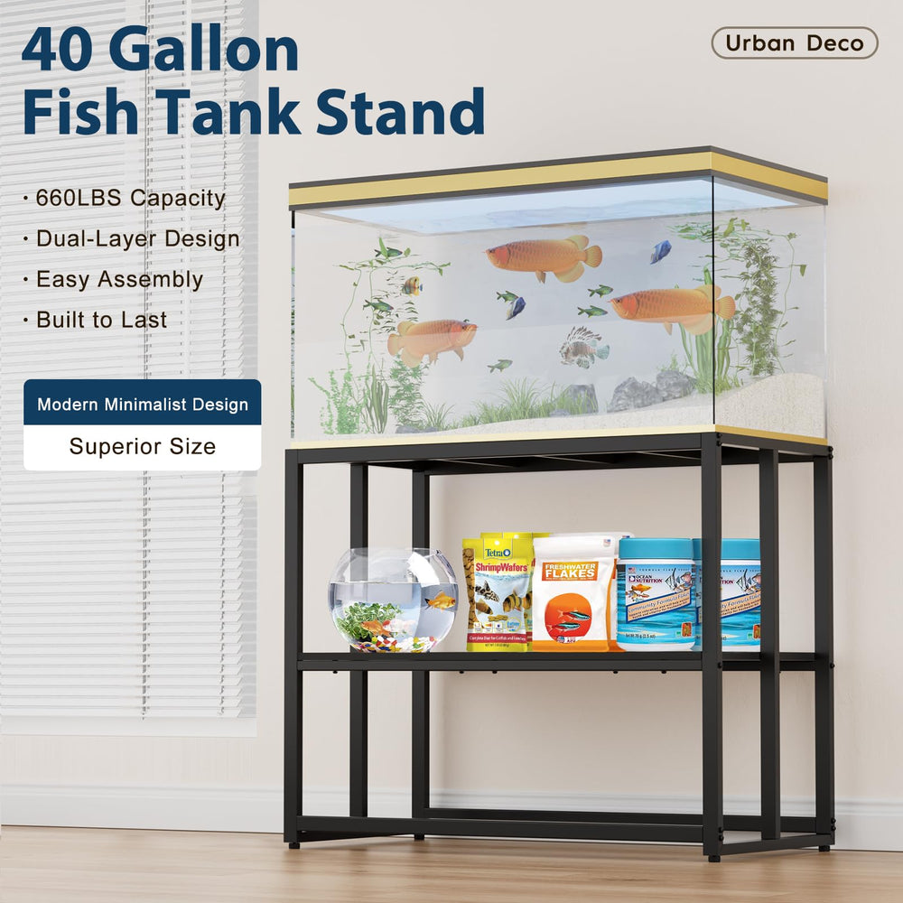 Urban Deco dual-layer stand side view showing extra storage space