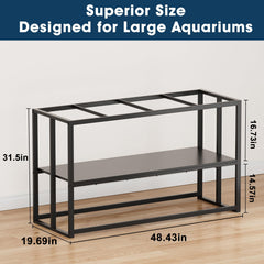 Urban Deco dual-layer stand design providing upper tank area and lower storage shelf