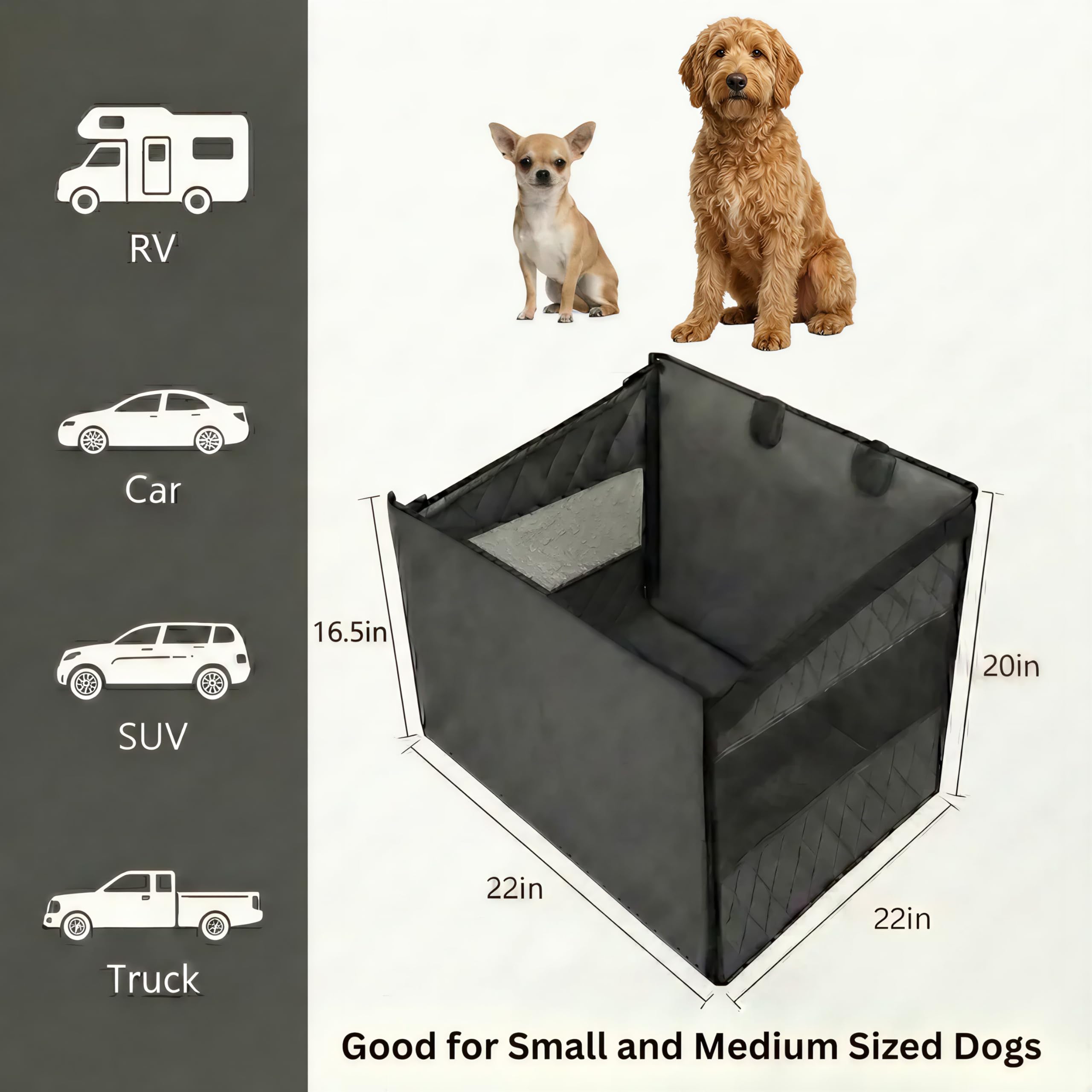 Urbiscape Dog Car Seat waterproof fabric protects upholstery from mud and spills.