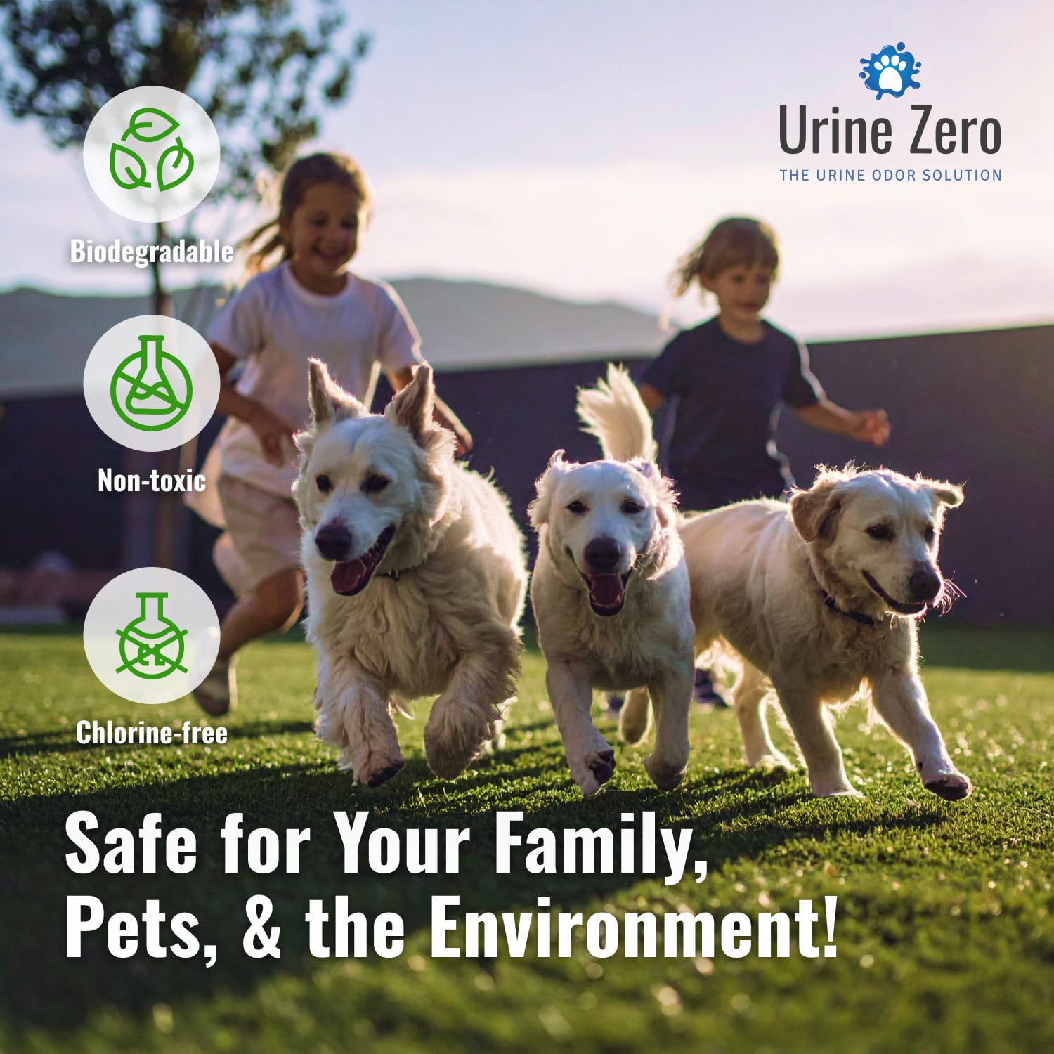 Urine Zero cleaning artificial grass to neutralize pet odors