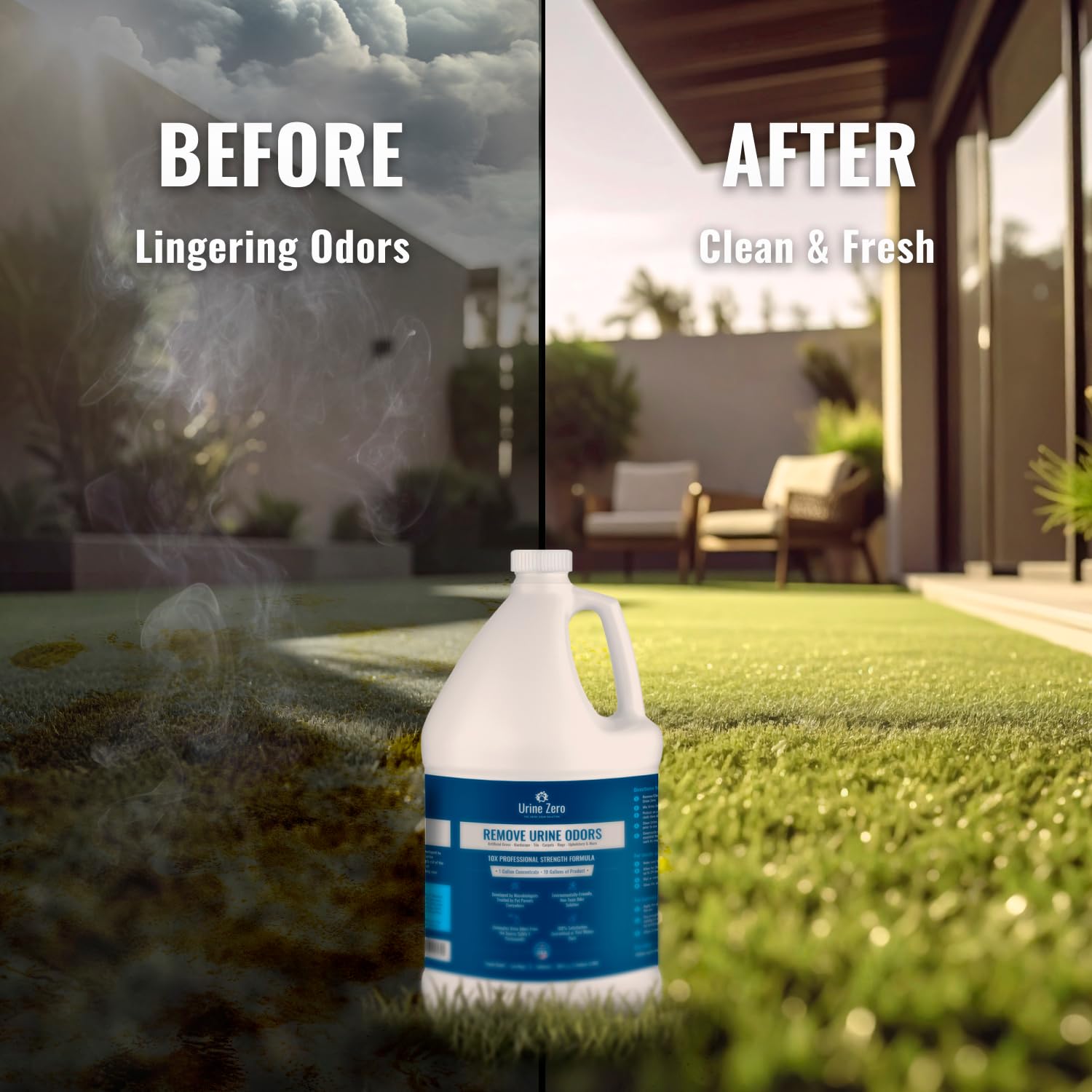Urine Zero spraying artificial grass to combat odors