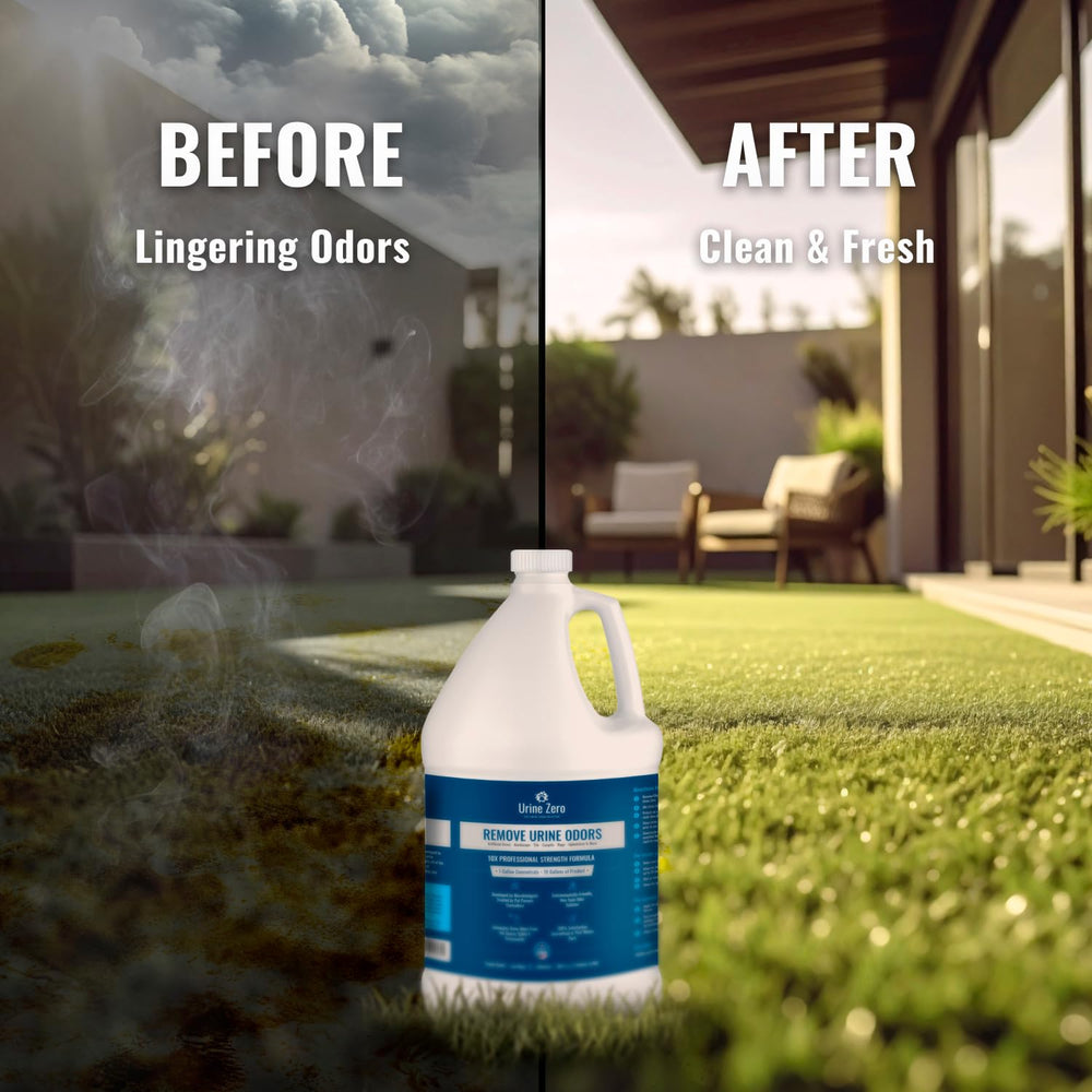 Urine Zero spraying artificial grass to combat odors