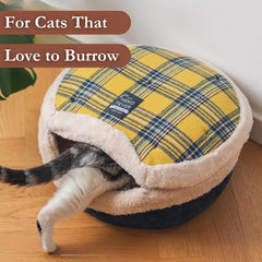 Urnat Cat Bed Cave detachable lid enables flexible placement and use.