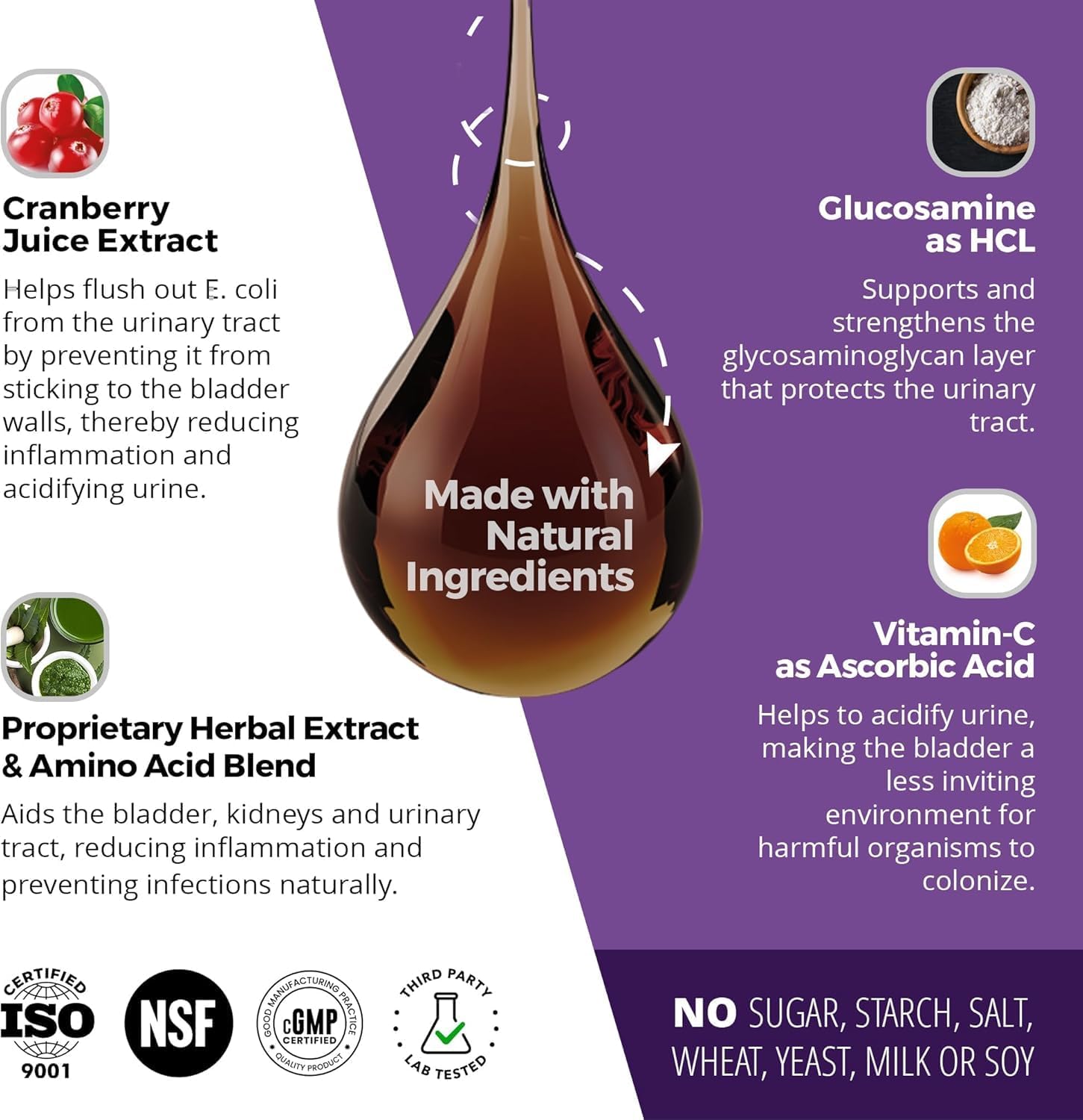 UroMAXX label closeup highlights cranberry glucosamine and natural ingredients.