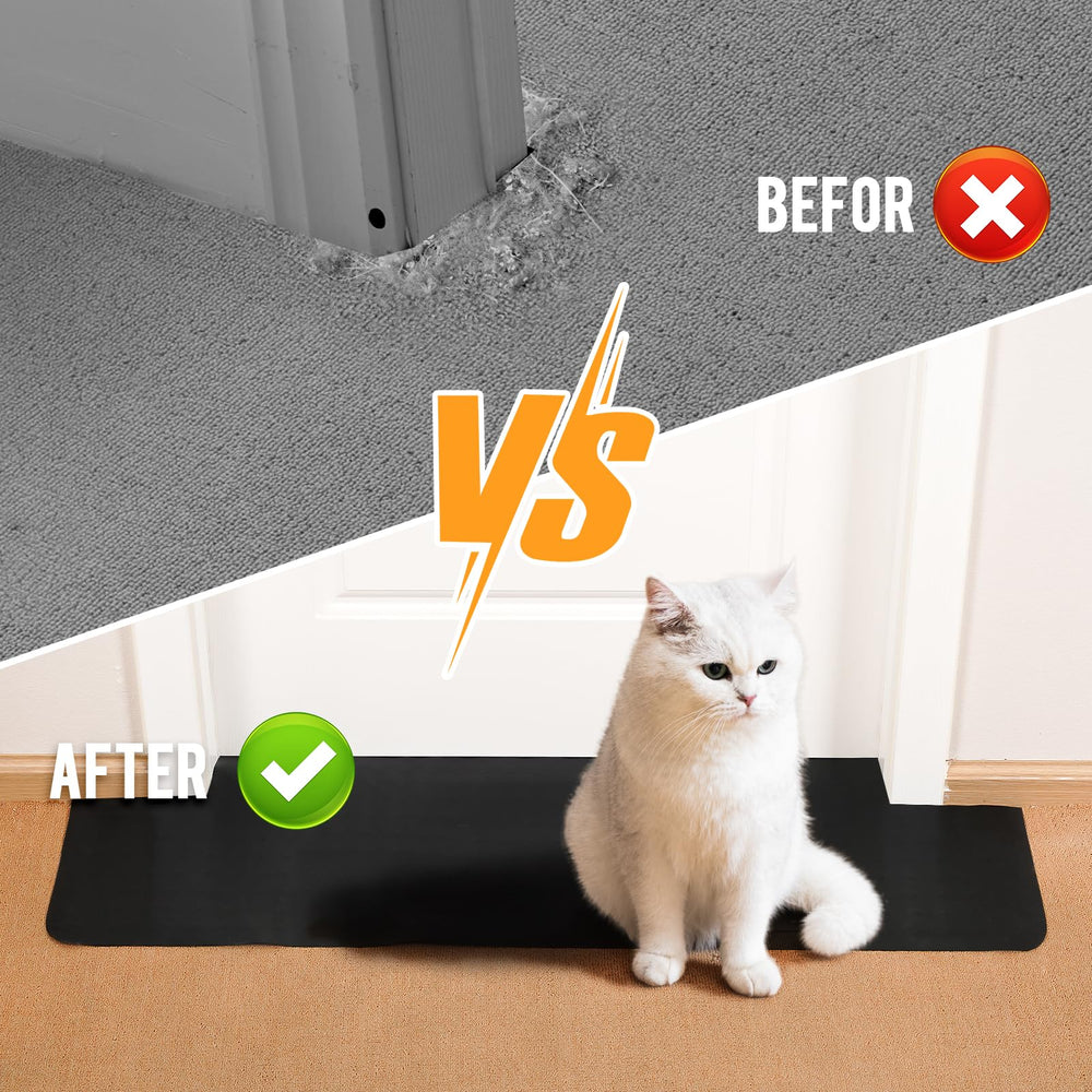 Uross carpet protector highlights its anti-scratch PVC surface for durable protection.