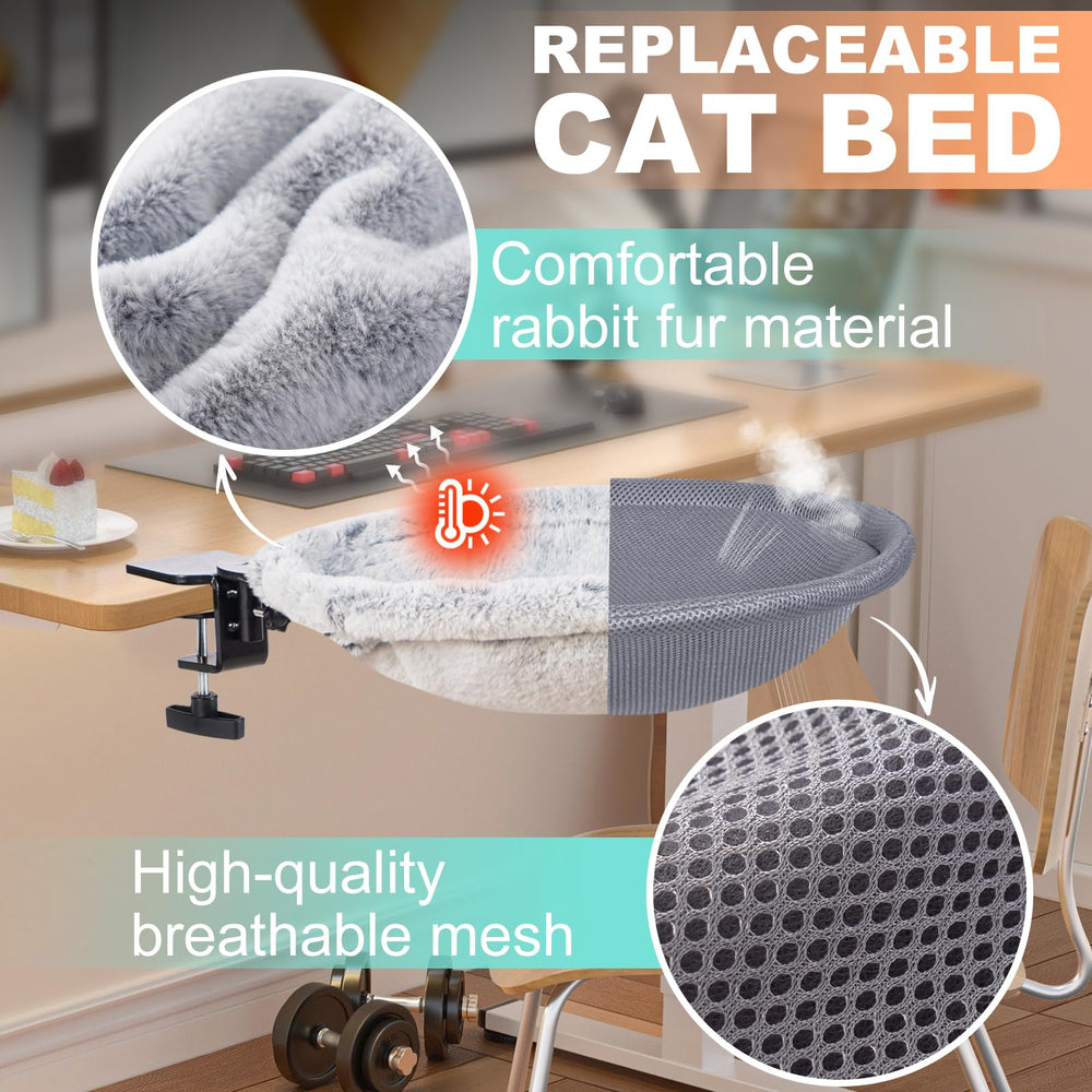 Non-slip pads keep the bed stable on desks.