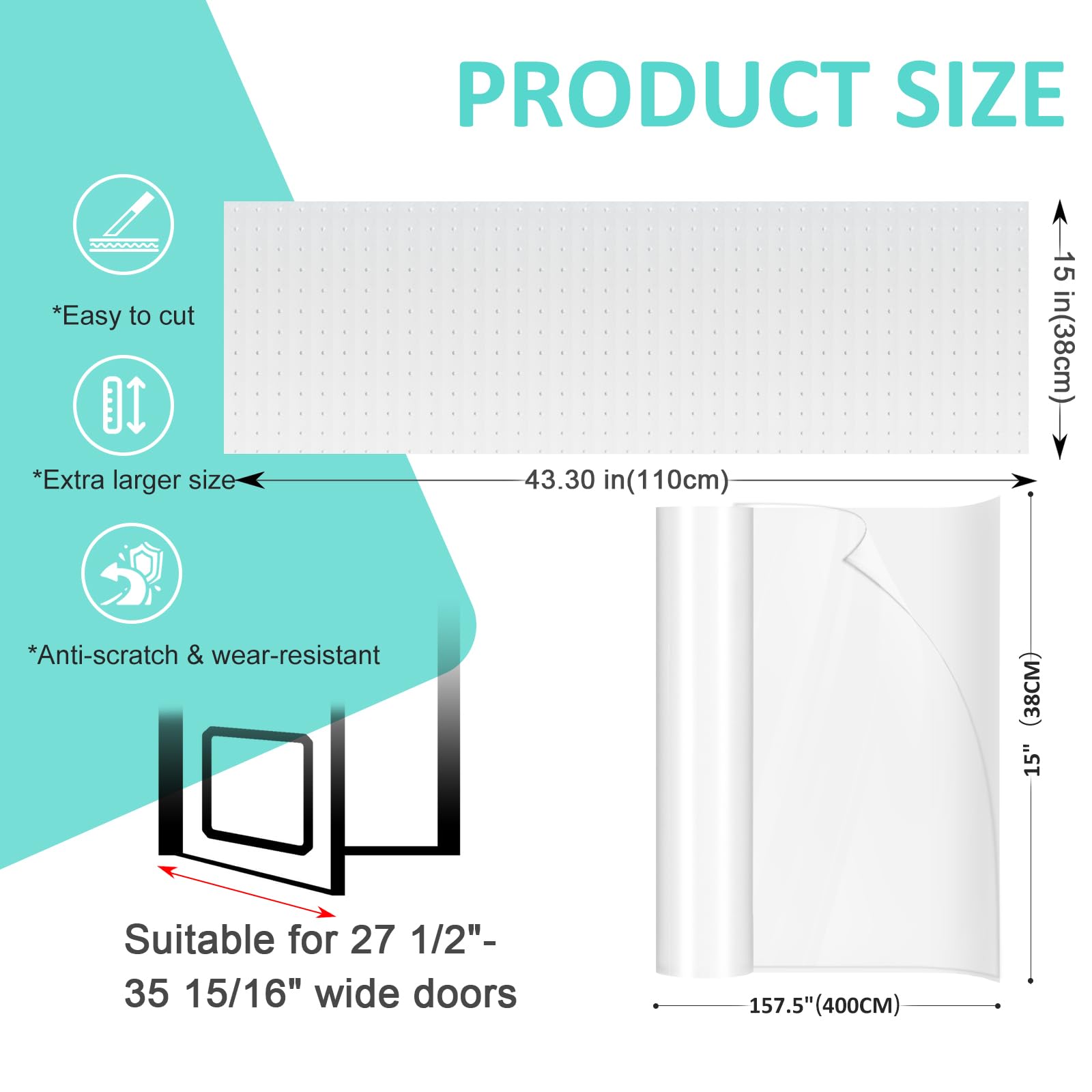 Uross Cat Doorway Protector side view highlights widened, customizable shape for fitting.
