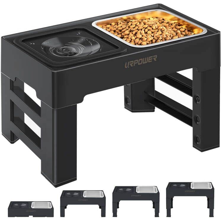 URPOWER 2-in-1 elevated bowls with adjustable stand for growing dogs.