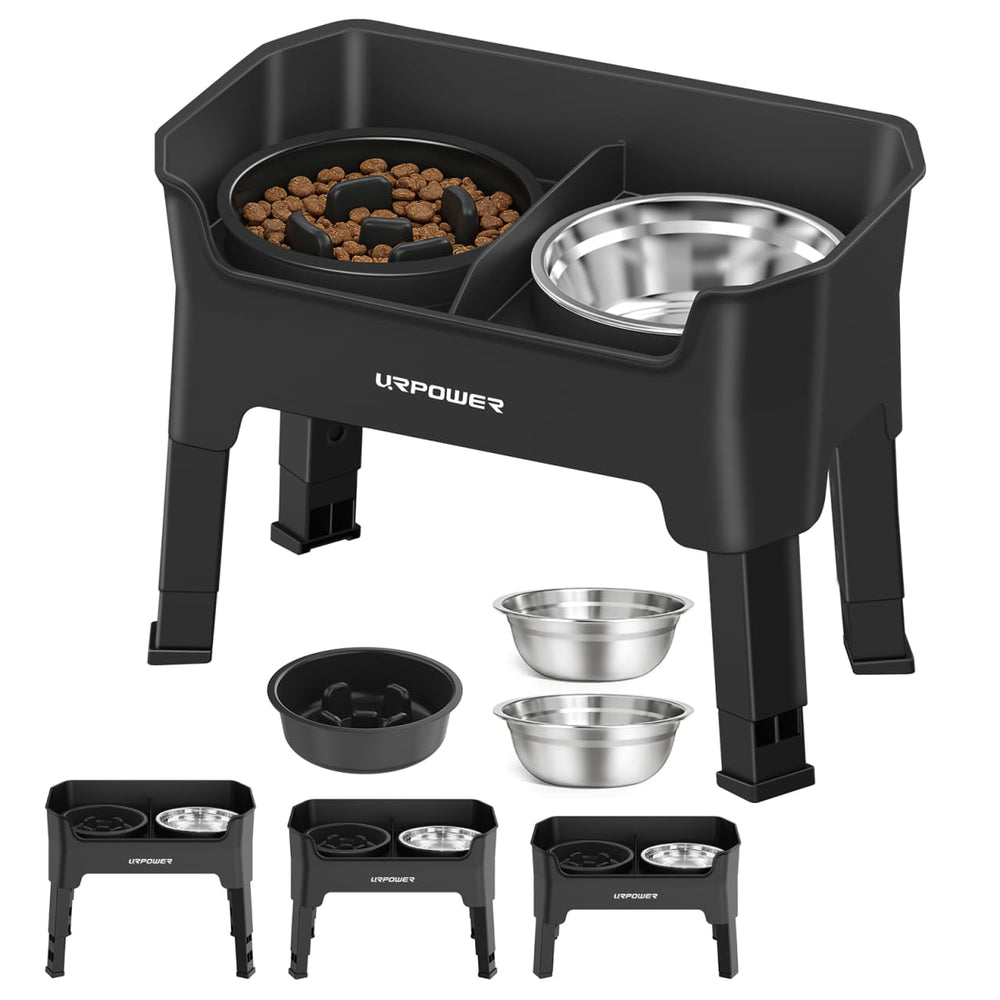 URPOWER 3-in-1 elevated bowls assembled to keep meals tidy and organized.
