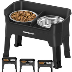 URPOWER 3-in-1 elevated dog bowls on a sturdy stand for mess-free meals.