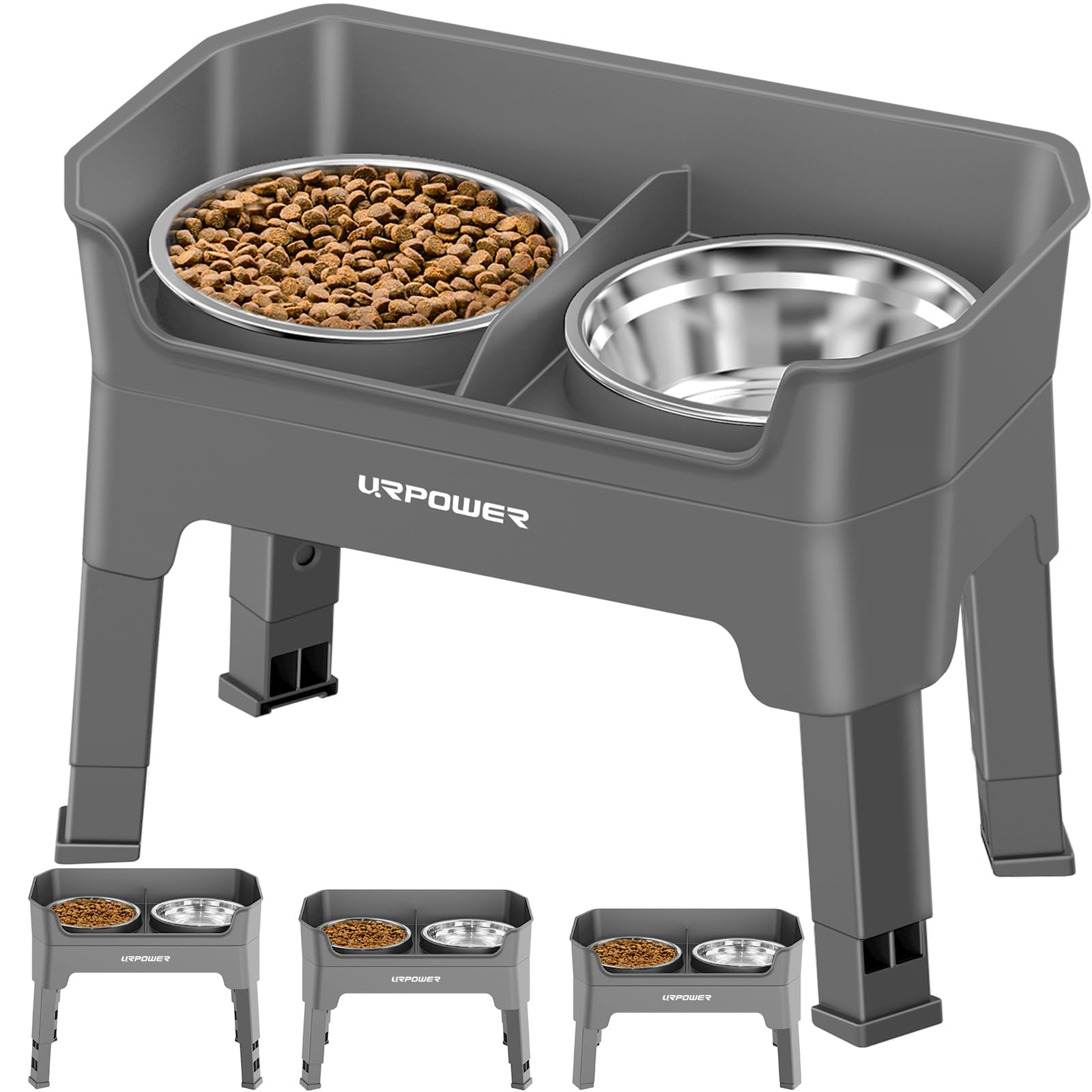URPOWER 3-in-1 elevated dog bowls stand for comfortable feeding height