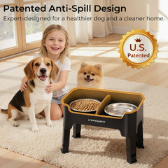 URPOWER four-height adjustable stand supports dogs as they grow.