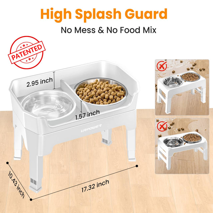 URPOWER four-height settings shown on dog bowl stand for growing dogs