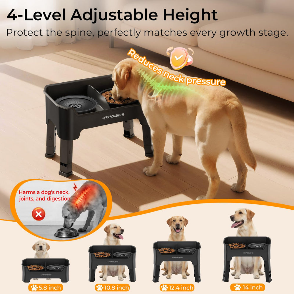 URPOWER four-level height adjustable bowls grow with your dog.
