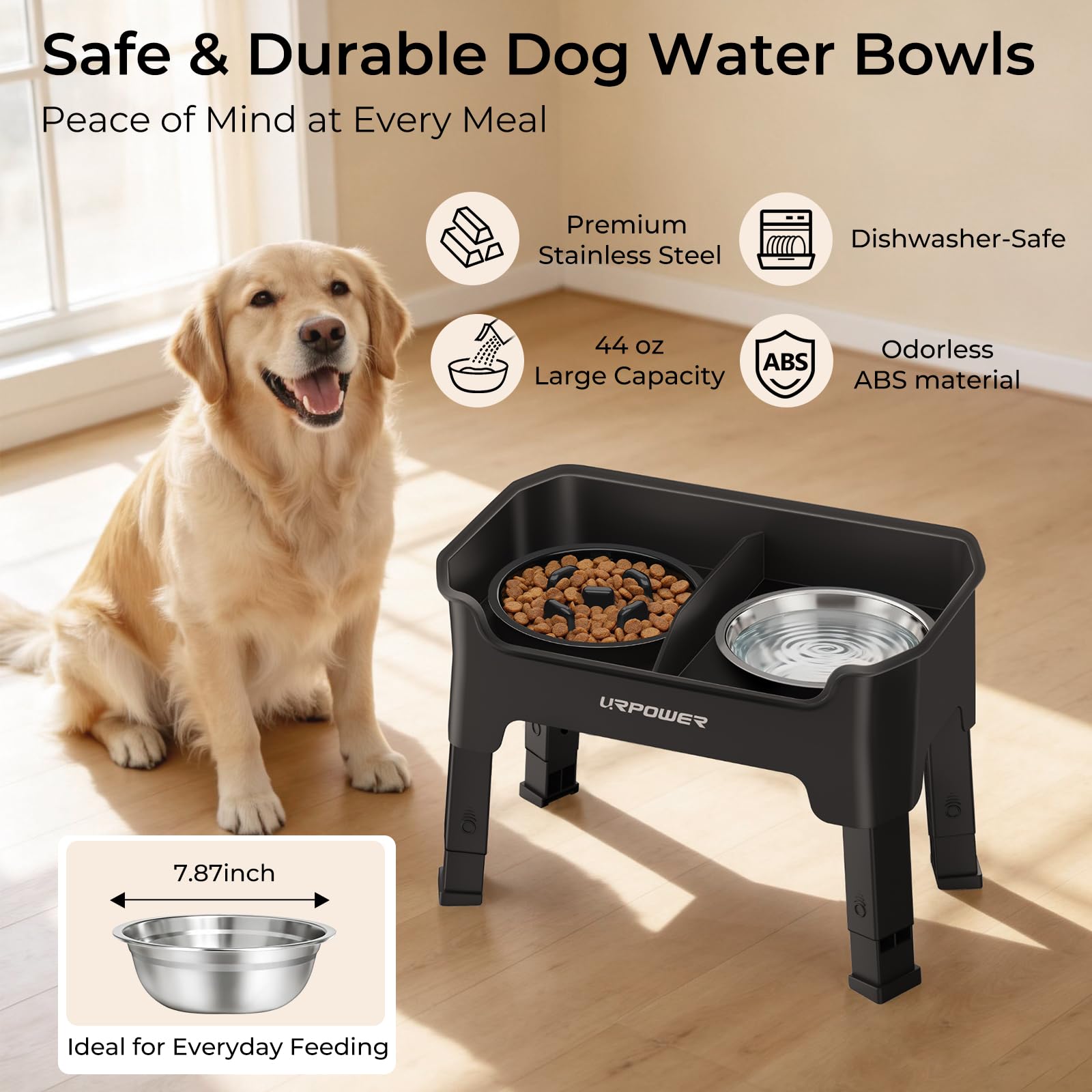 URPOWER 50 oz stainless steel bowls are rust-resistant and dishwasher-safe.
