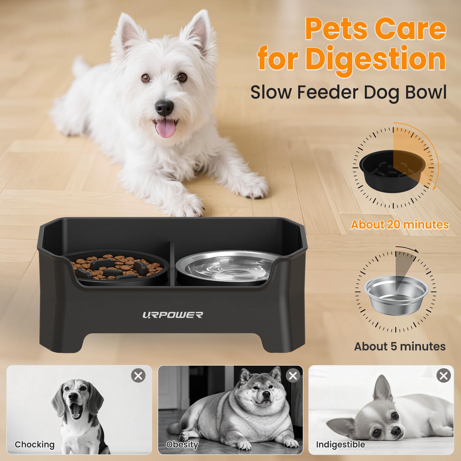 URPOWER anti-slip base minimizes movement during eating and drinking.