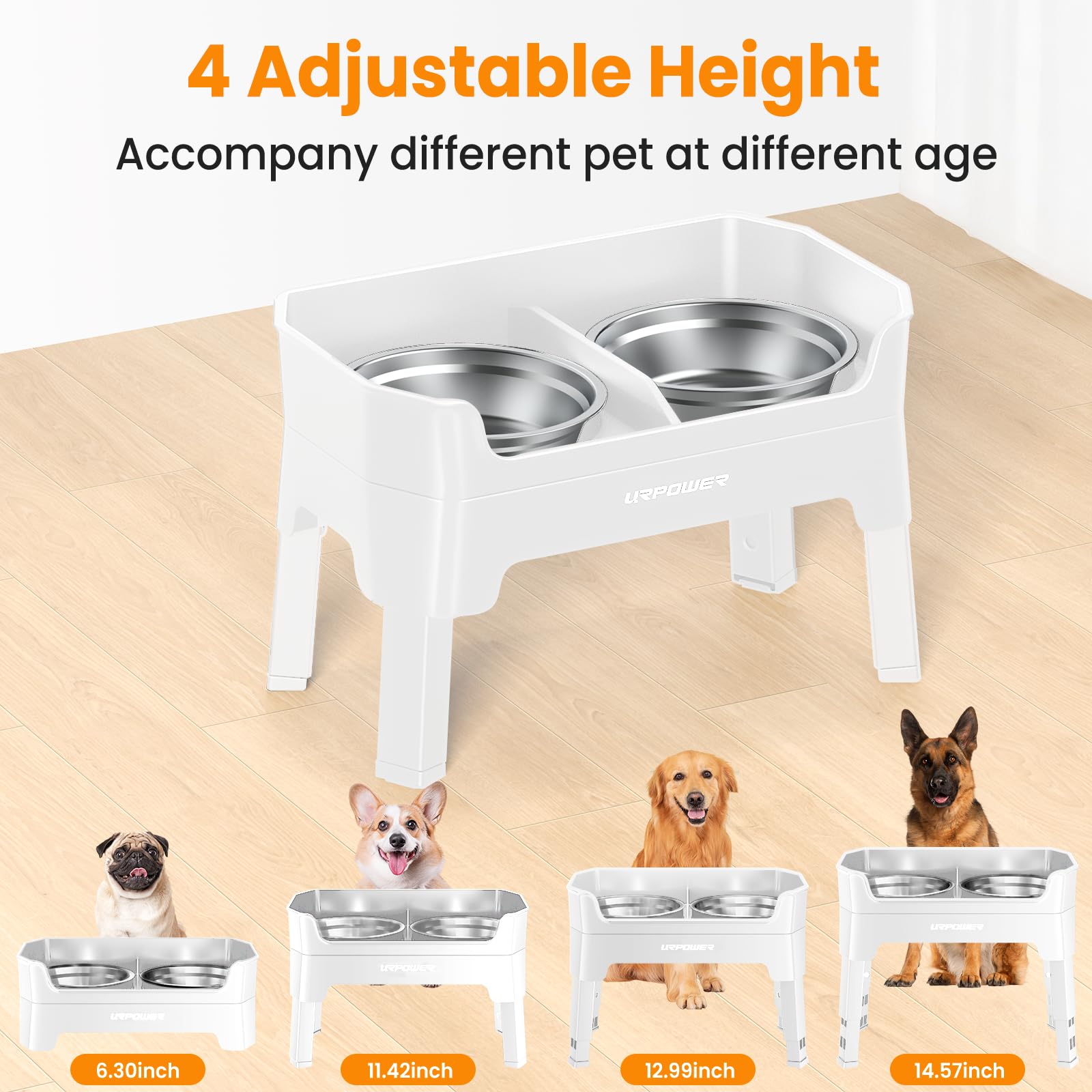 URPOWER anti-spill edges around bowls to help keep the floor clean during meals