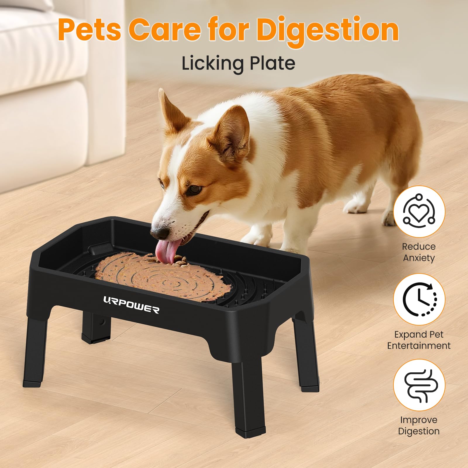 URPOWER anti-spill edges prevent spills and keep feeding area tidy.