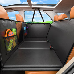 URPOWER back seat extender with hard bottom adds space and security for dogs on car trips.