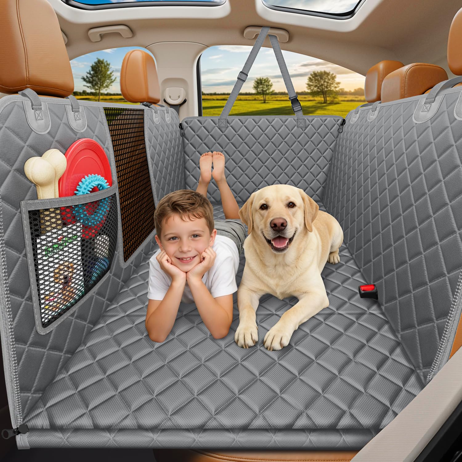 URPOWER backseat extender with hard bottom for secure dog travel
