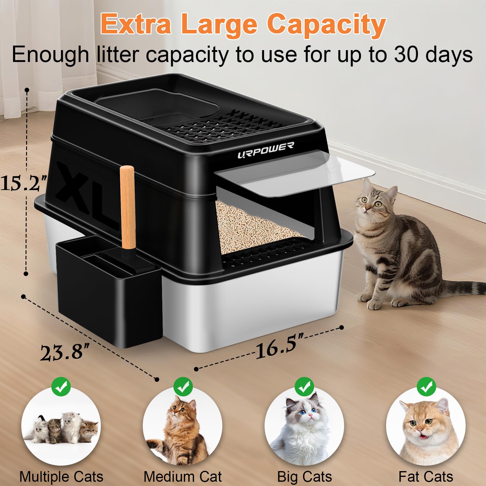 URPOWER top-entry litter box designed to reduce tracking.