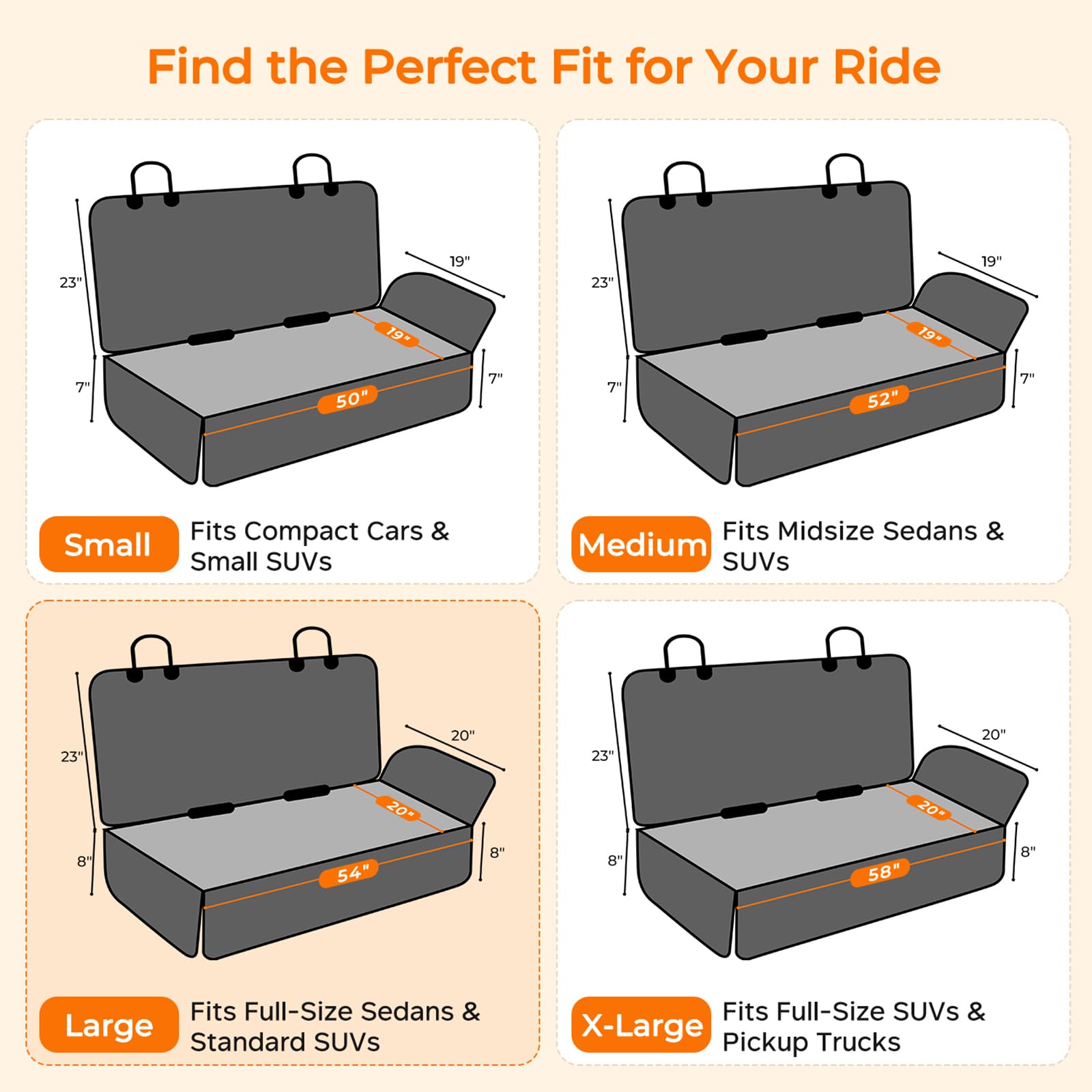 URPOWER back seat cover shows child seat openings for easy latch access.