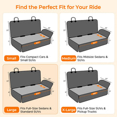 URPOWER back seat cover shows child seat openings for easy latch access.