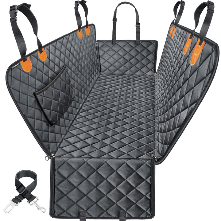 URPOWER dog car seat cover with hammock and side flaps protects backseat and doors.